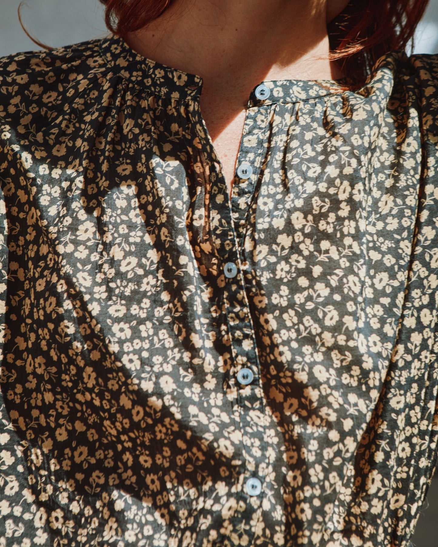 Blouse boutonnée coton et soie anémone
