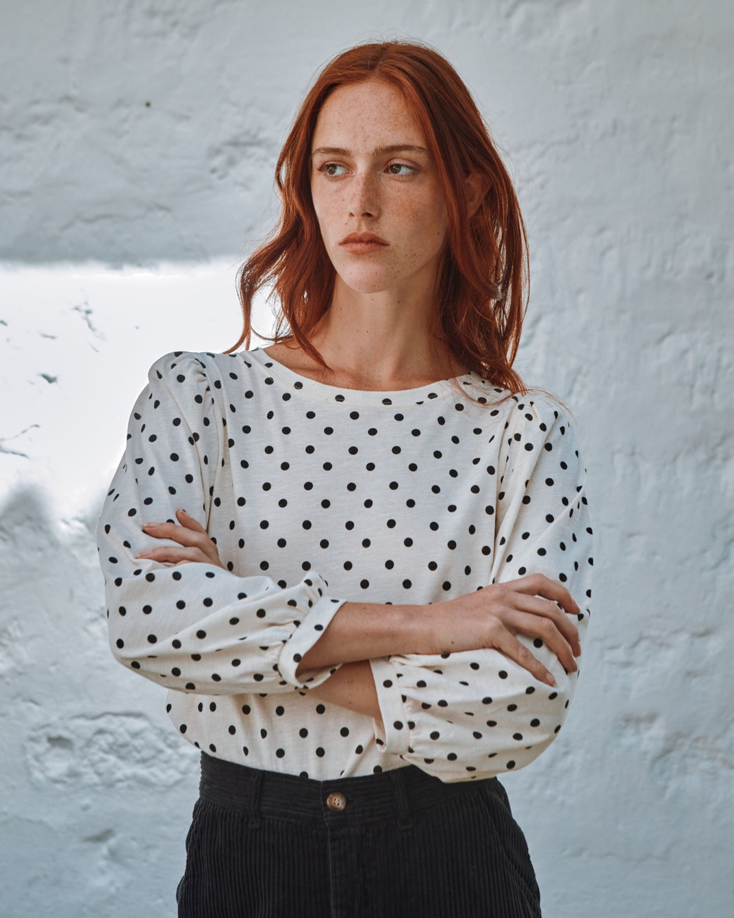 flame jersey t-shirt with polka dot print