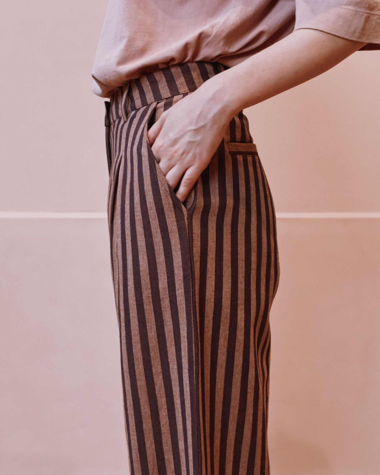 Pantalon - Khadi rayures violine