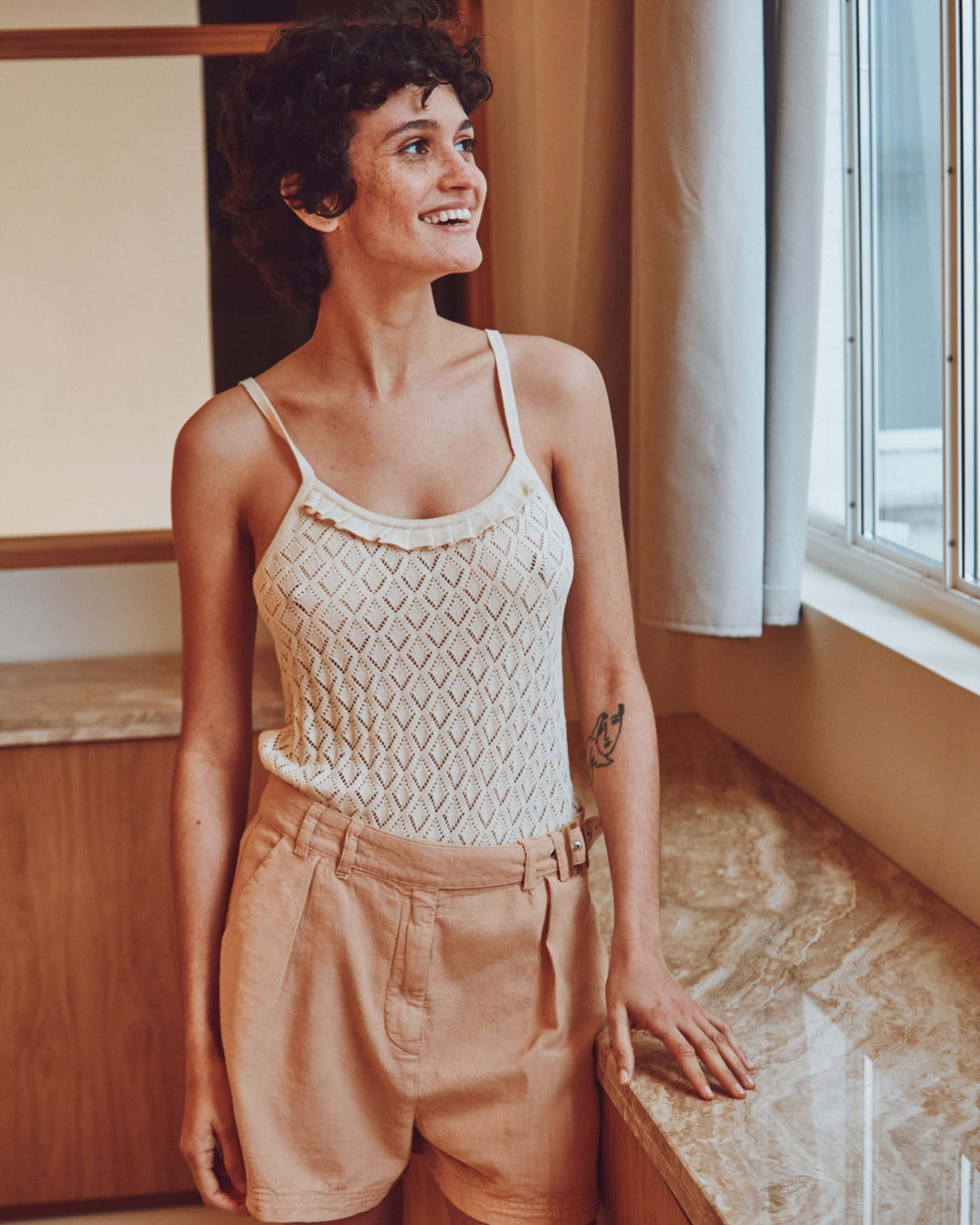 Top à bretelles - ajouré écru