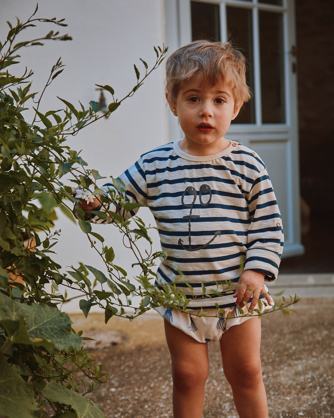 Organic cotton sailor top with Marinette stripes