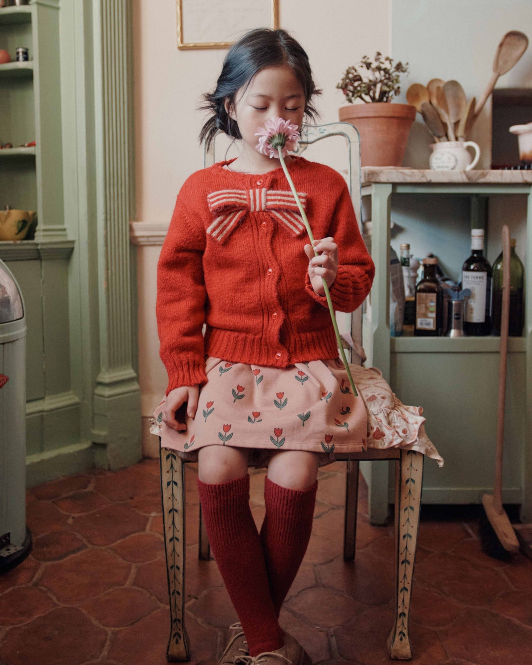 Cardigan - Noeud rouge