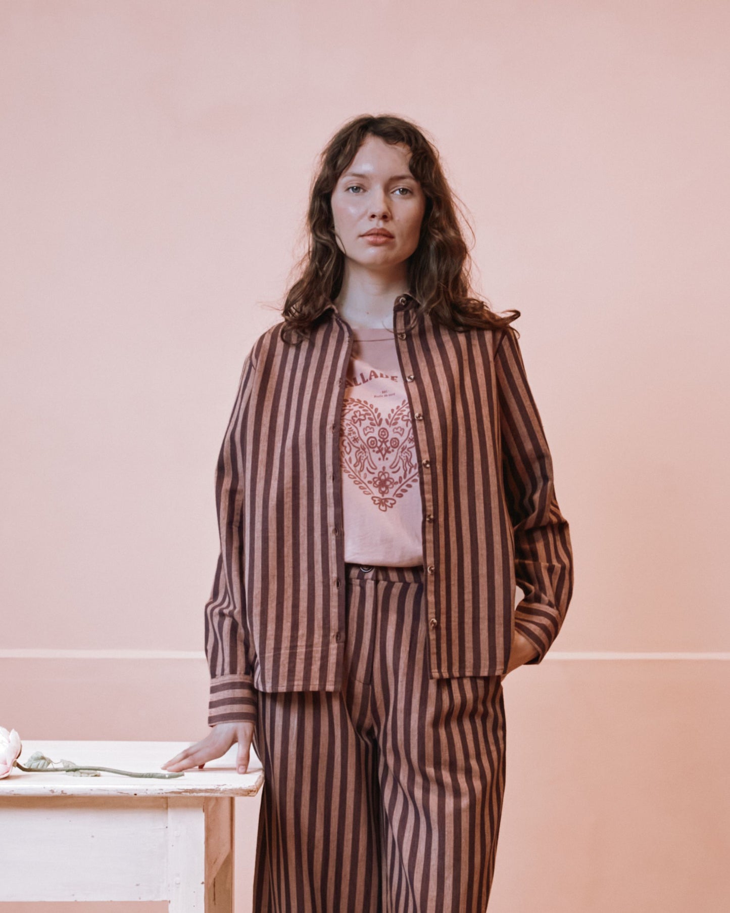 Chemise - Rayée khadi violine