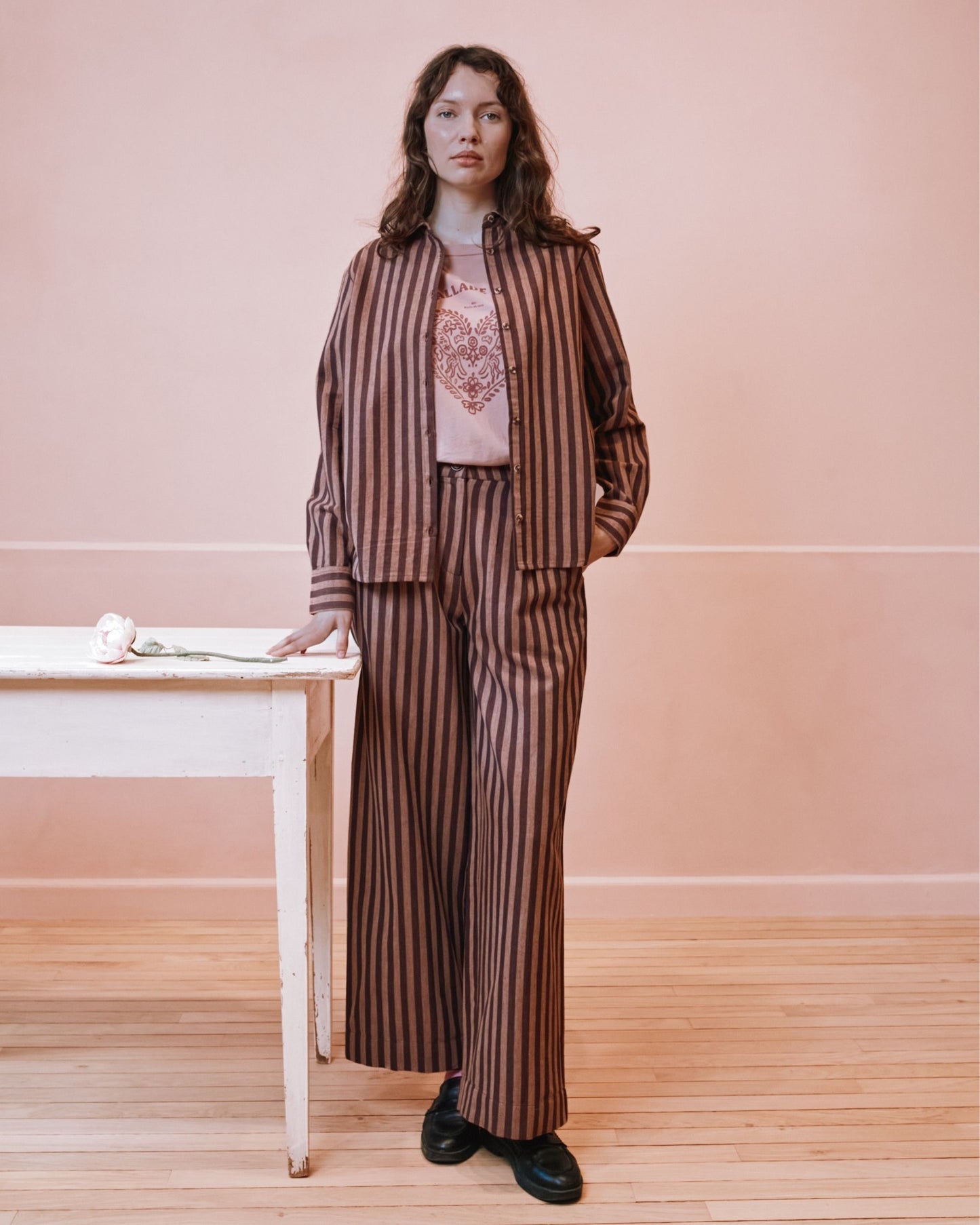 Pantalon - Khadi rayures violine