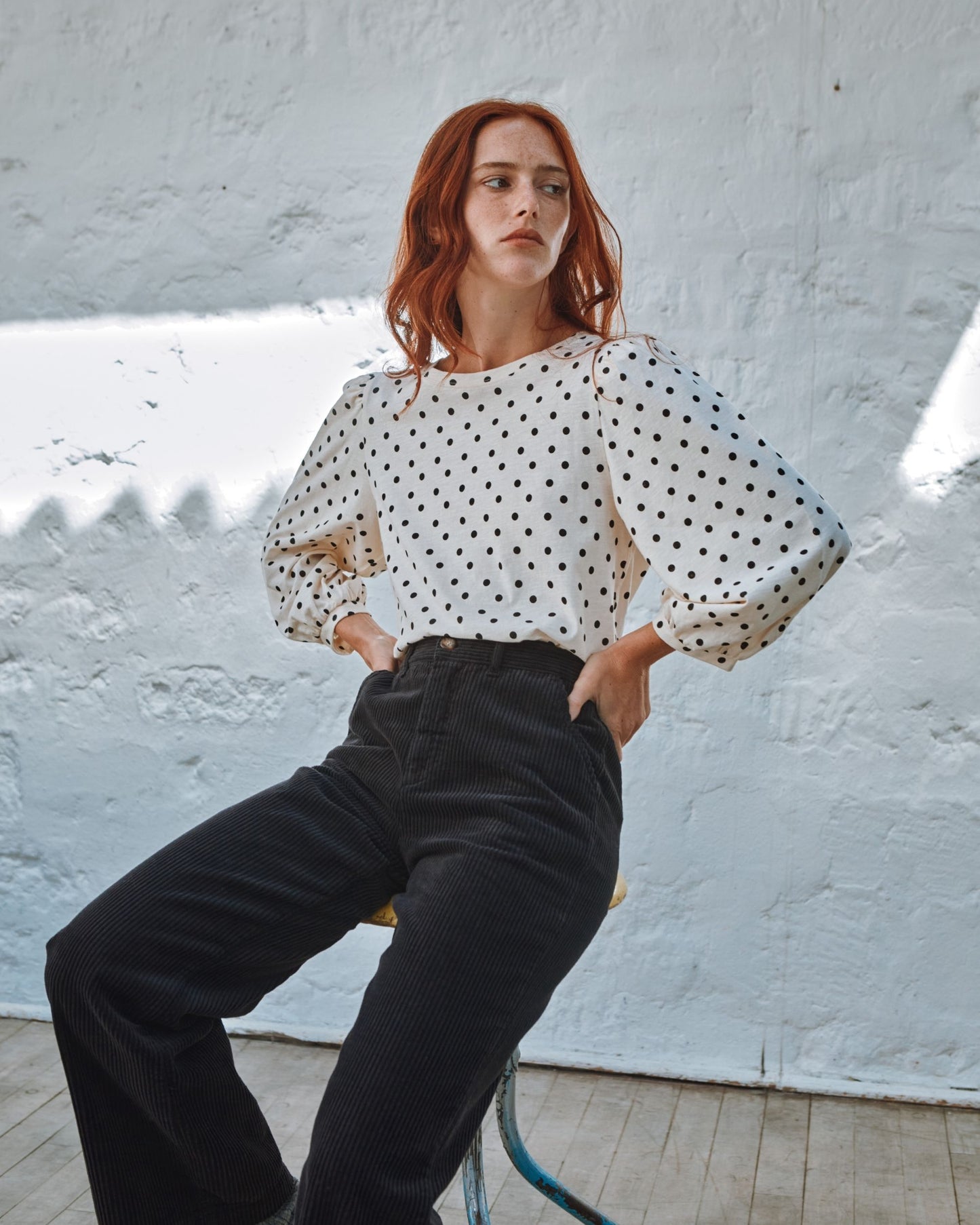 flame jersey t-shirt with polka dot print