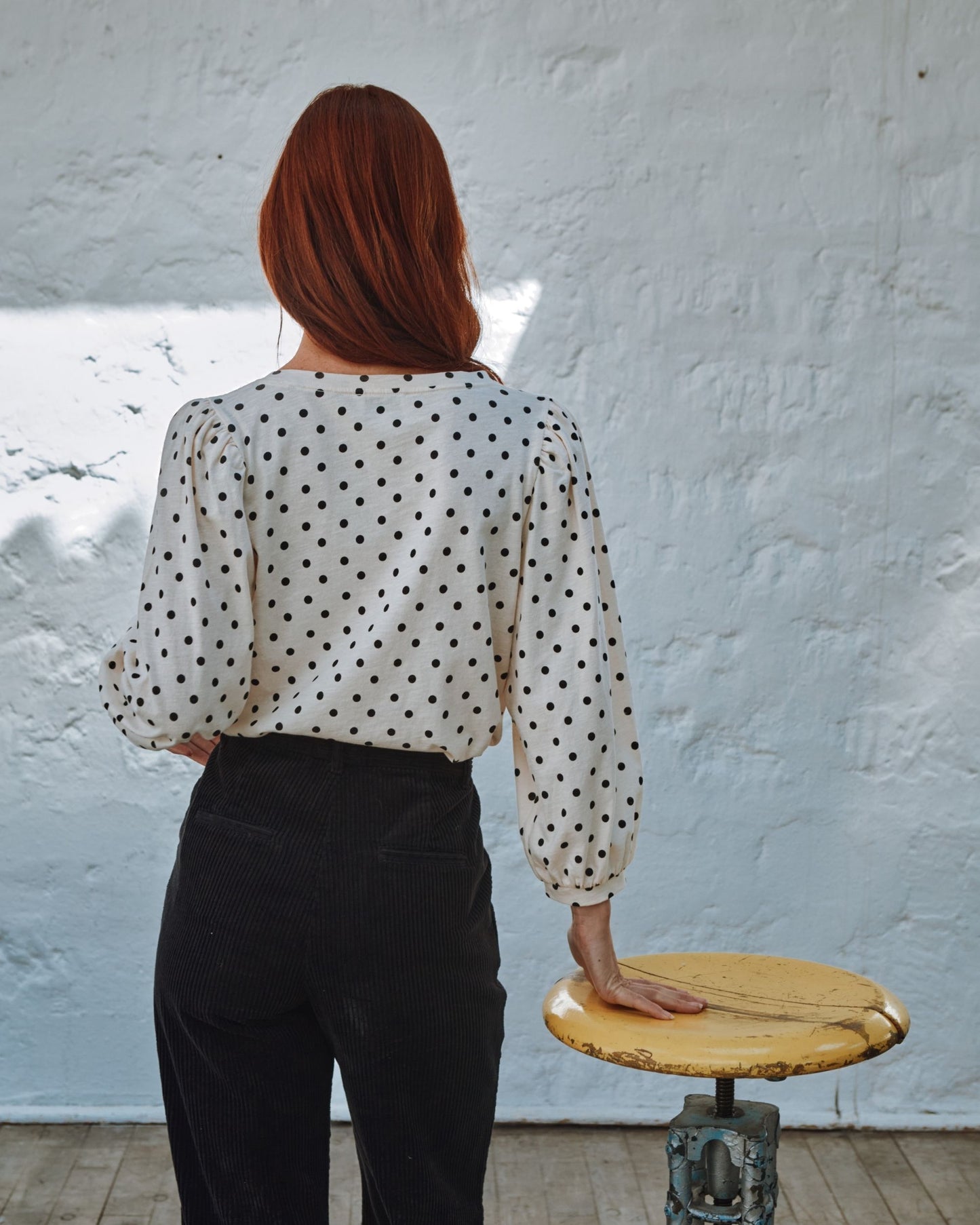 flame jersey t-shirt with polka dot print