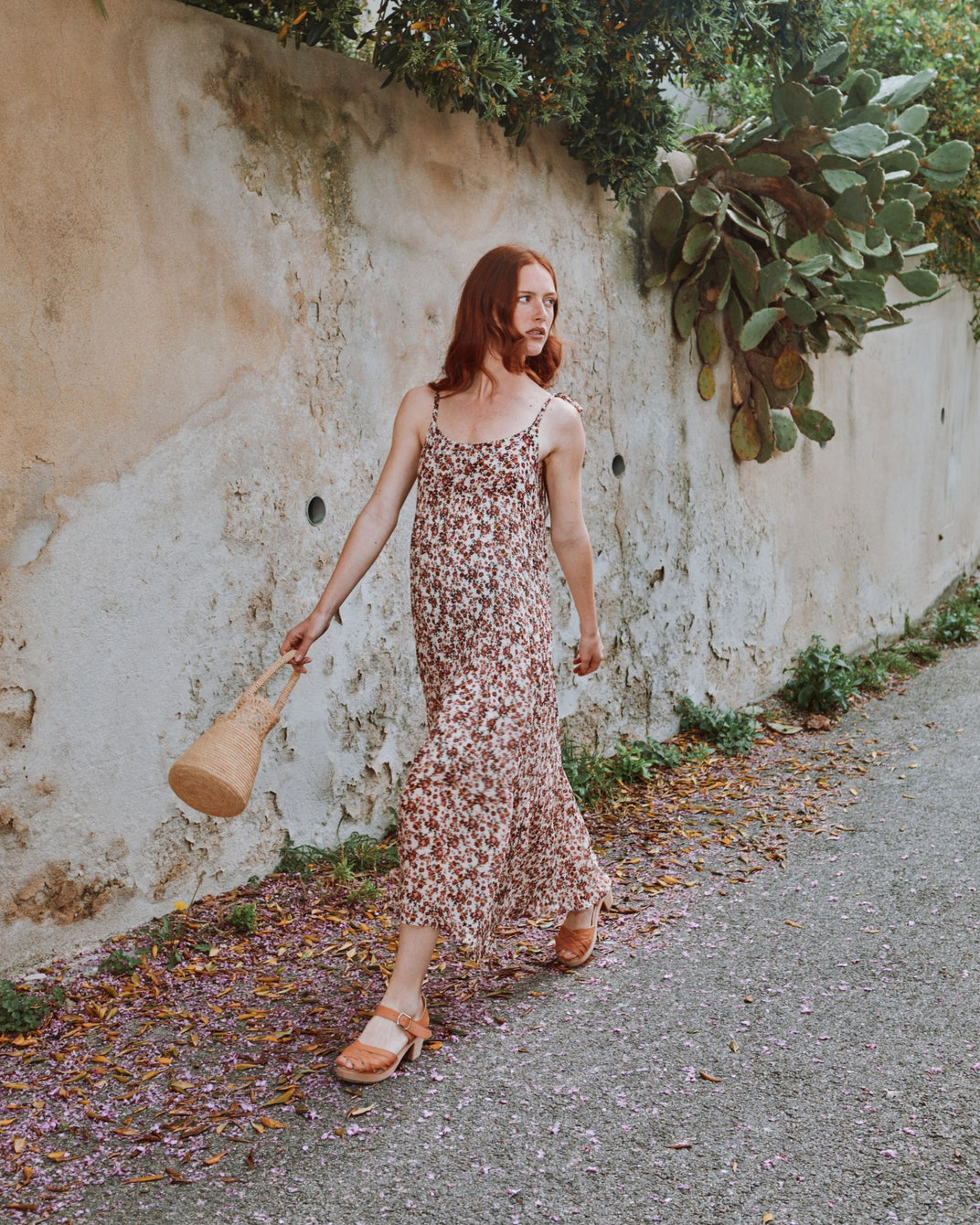 Long pink forget-me-not dress