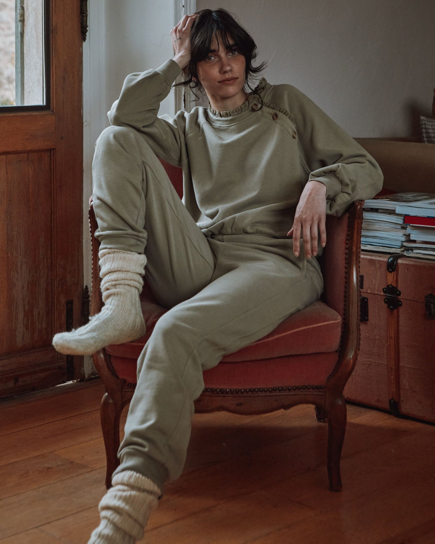 Jogging coton bio kaki