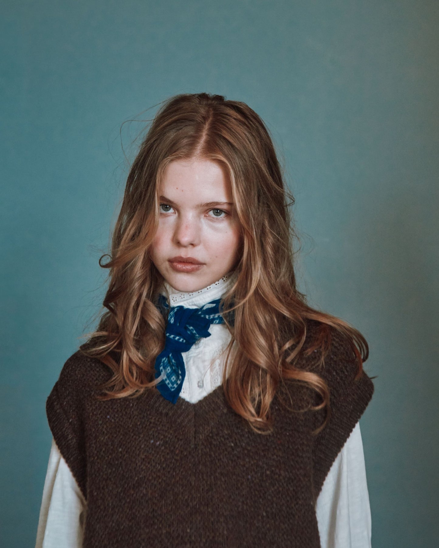 Pull sans manches en laine marron