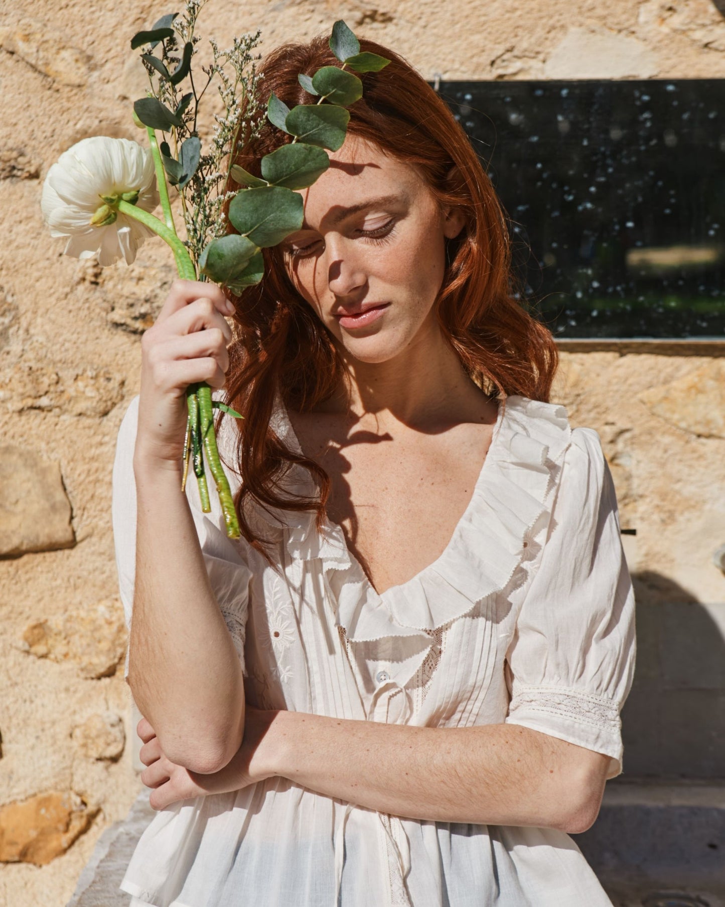 Blouse - Vintage volanté crème