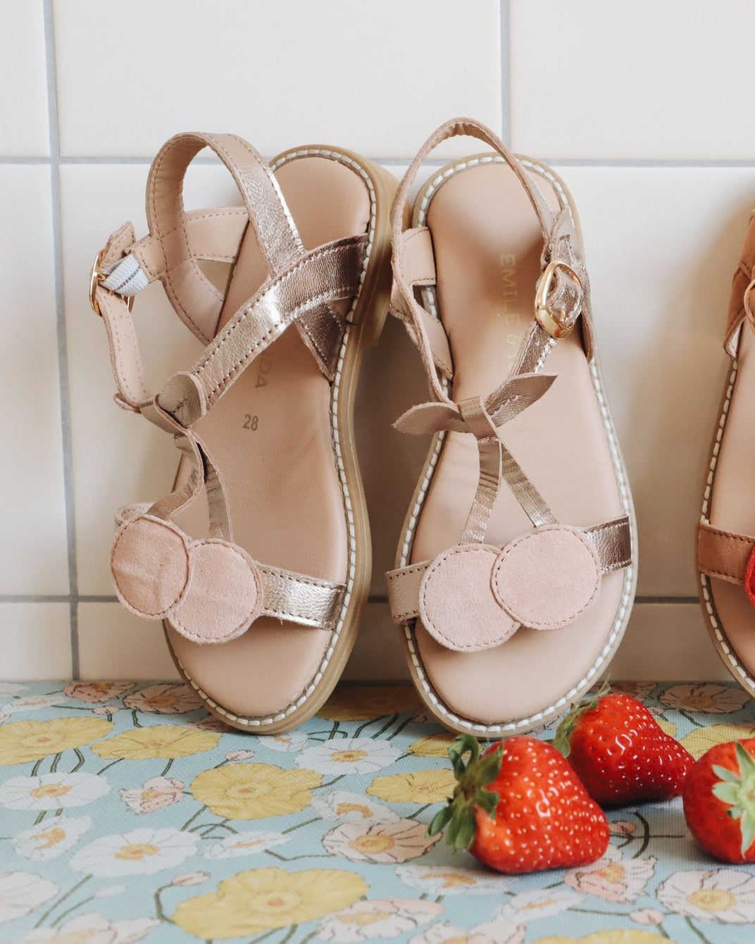 Silver pink cherry sandals