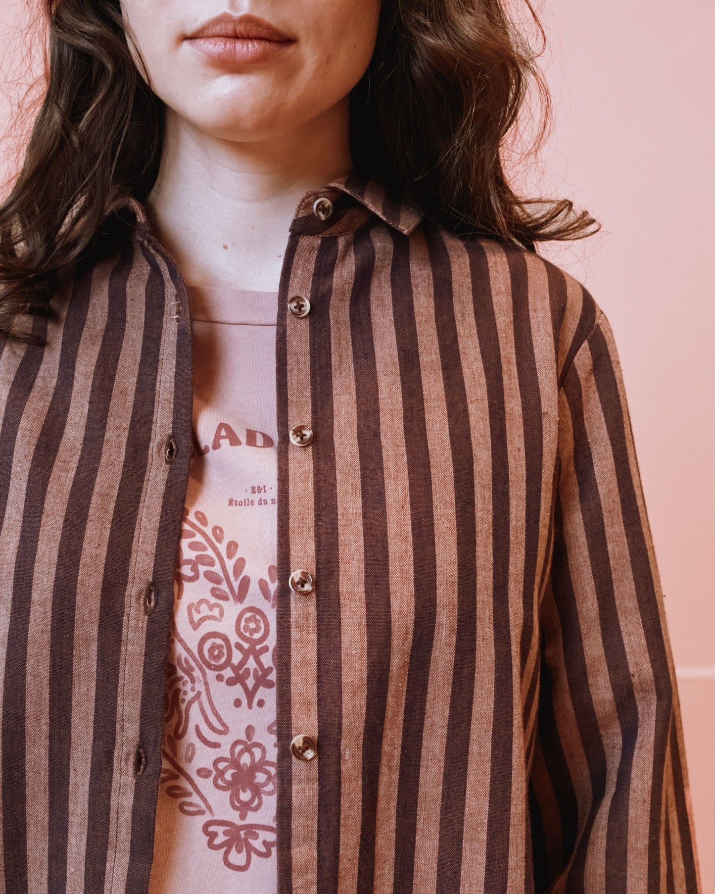 Chemise - Rayée khadi violine