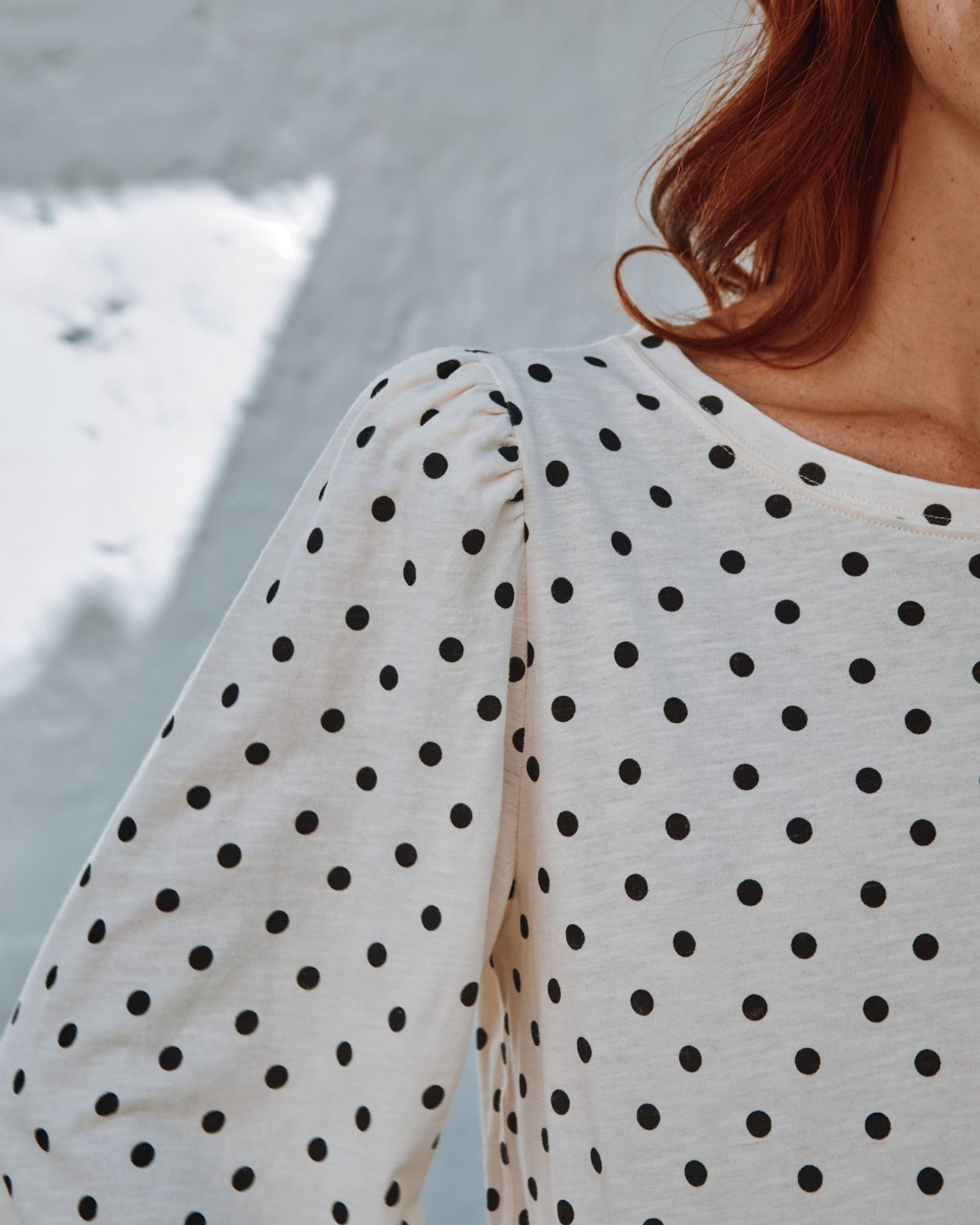 flame jersey t-shirt with polka dot print