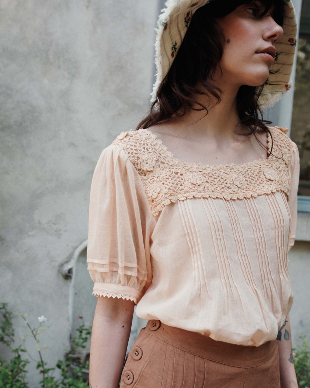 Blouse - Crochet abricot