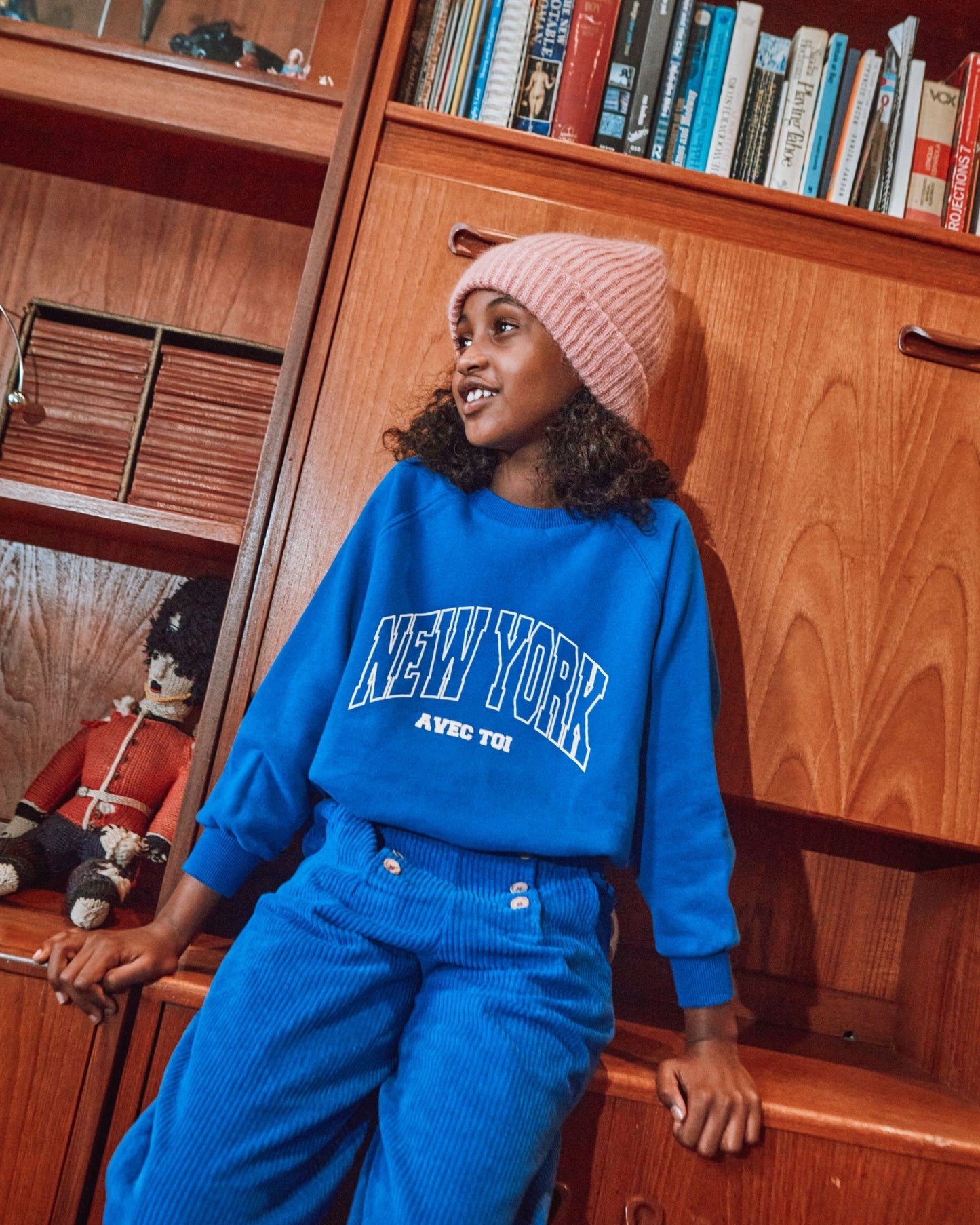 Sweat New York enfant coton bio bleu royal