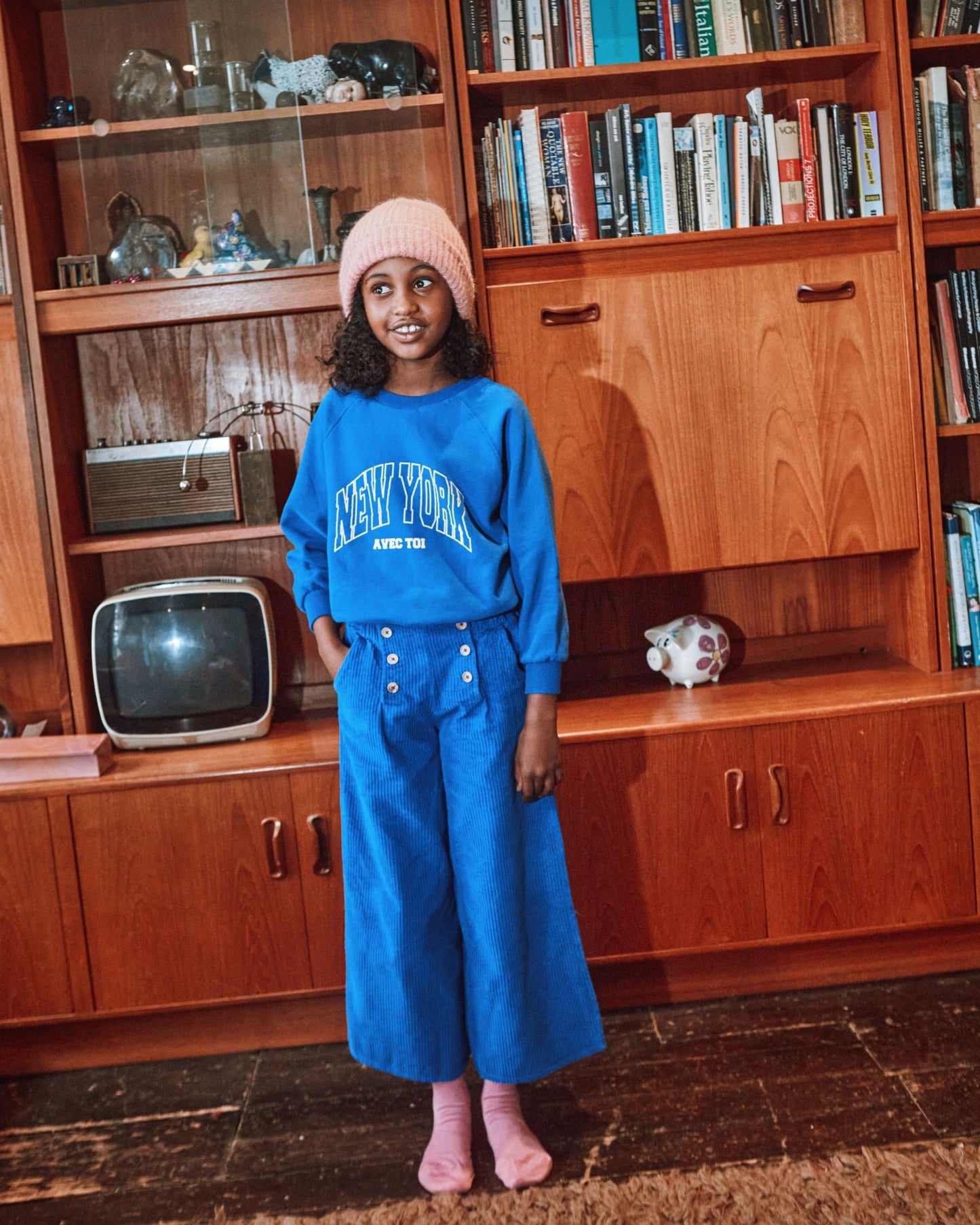 Sweat New York enfant coton bio bleu royal