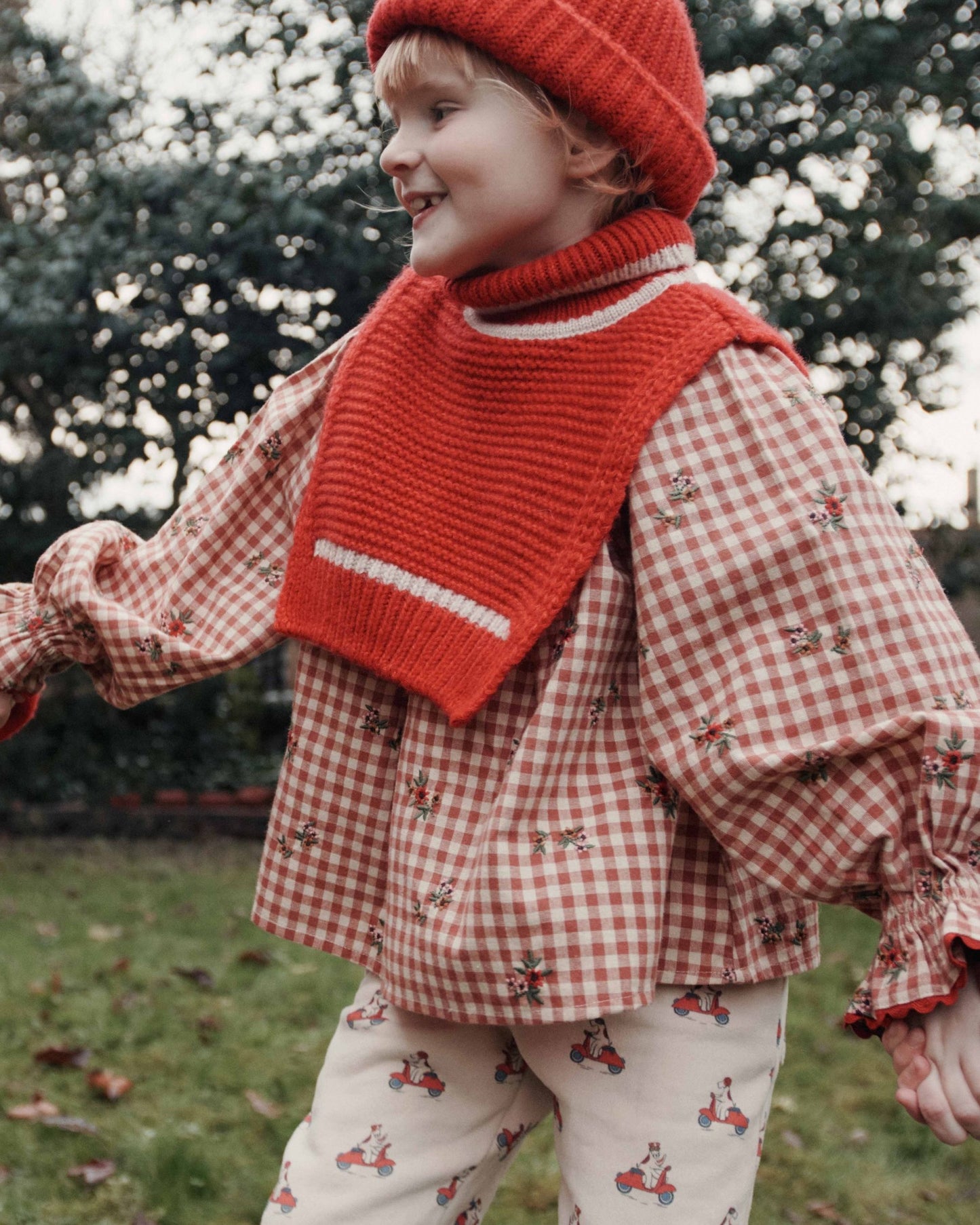 Col plastron enfant - Laine mérinos rouge