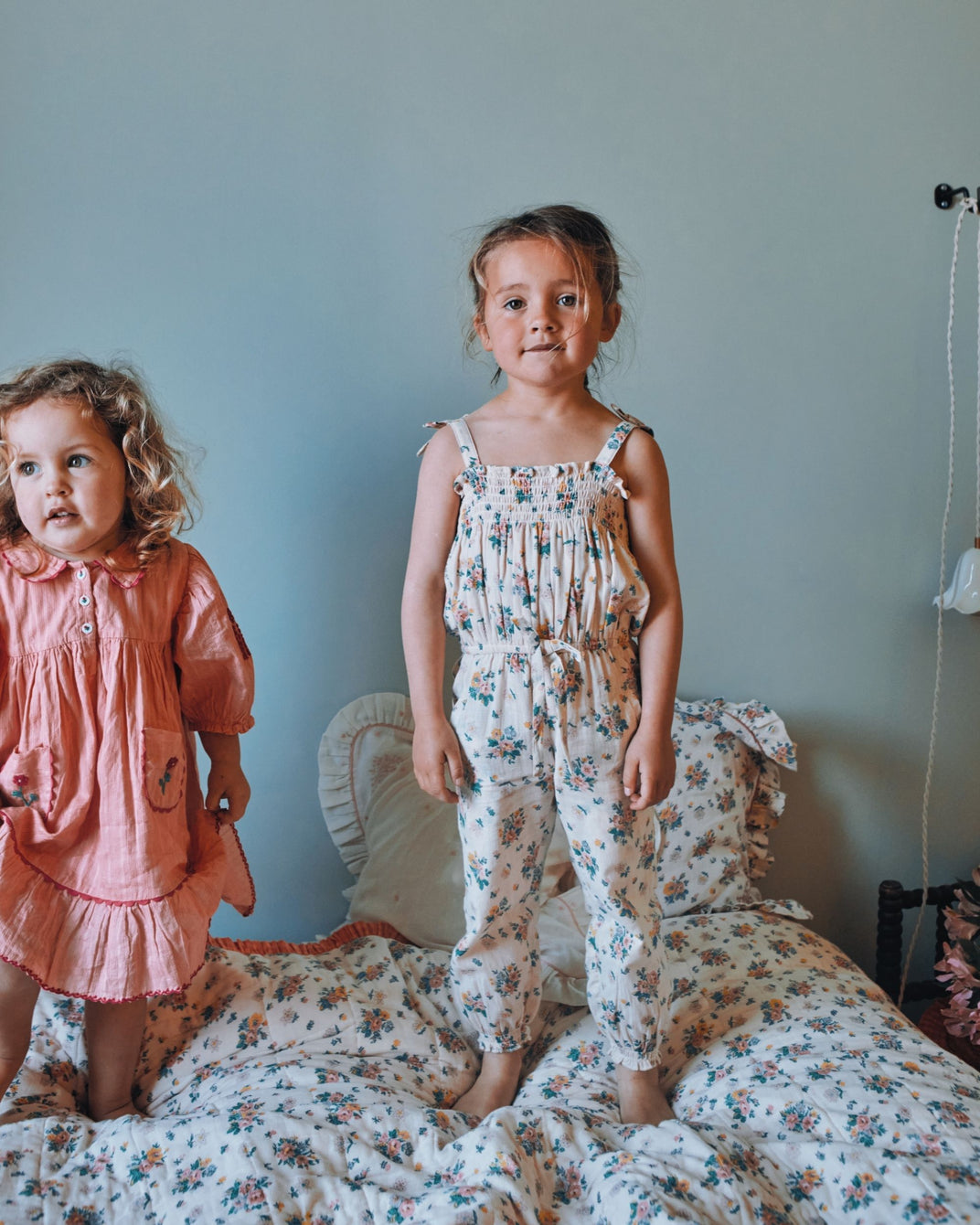 Pink spring smocked jumpsuit