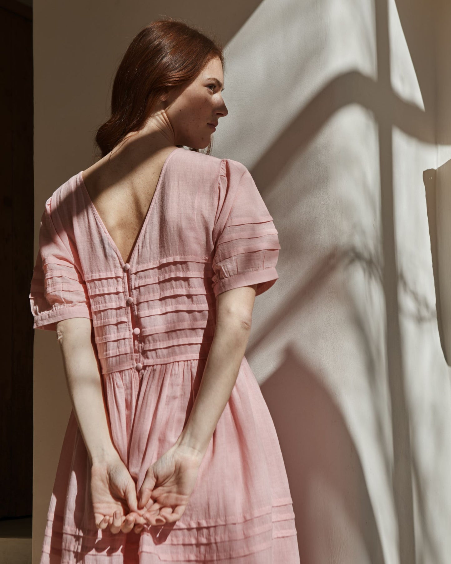 Robe longue - Plissée rose