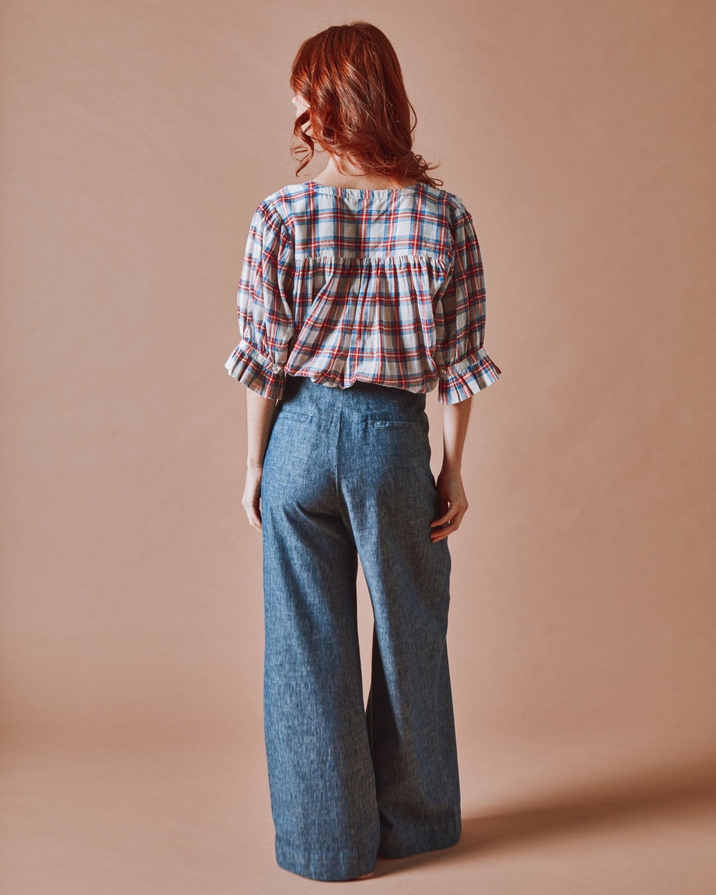 Blouse - Carreaux khadi écru