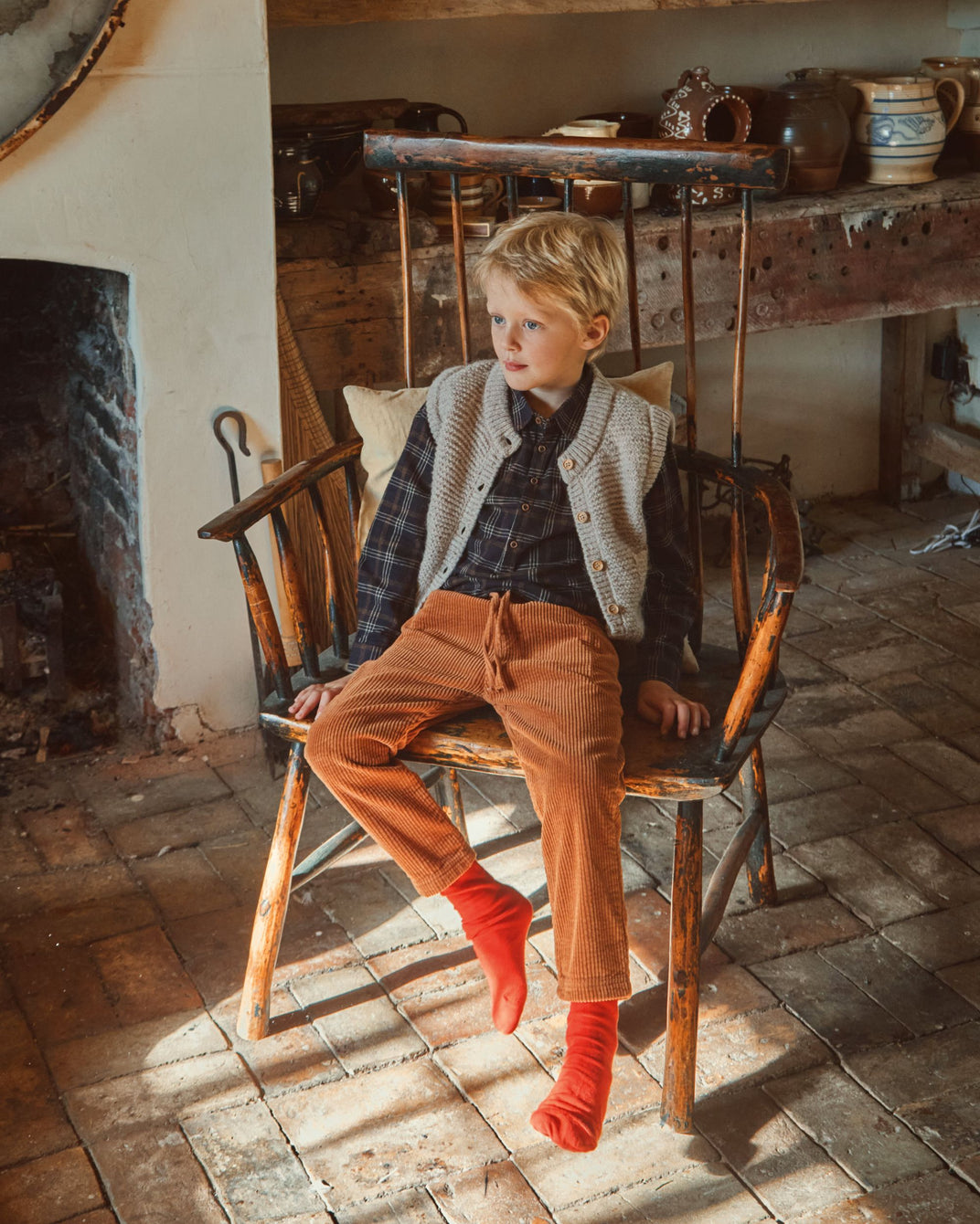 Pantalon velours orange brun