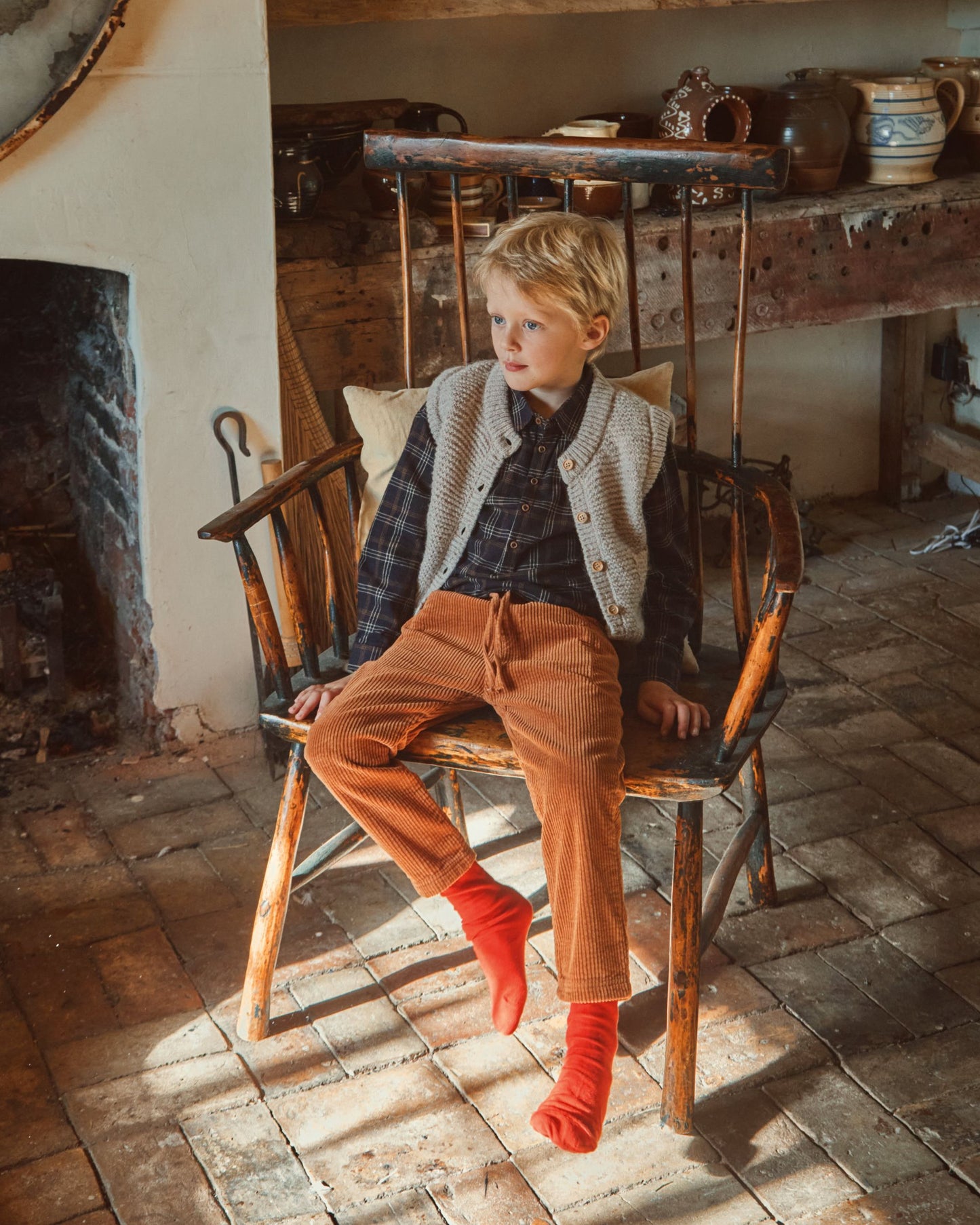 Pantalon velours orange brun