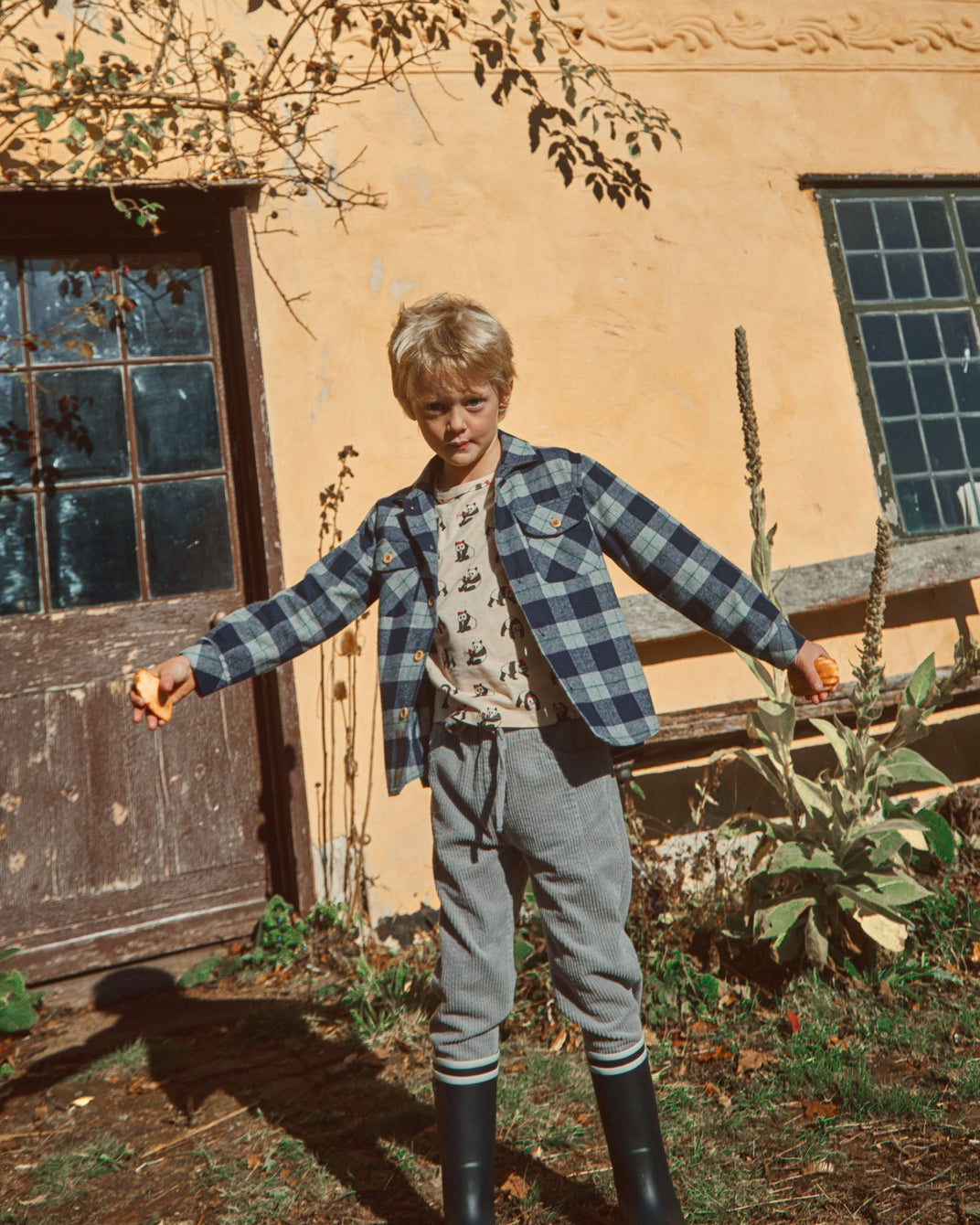 Chemise carreaux marine et gris