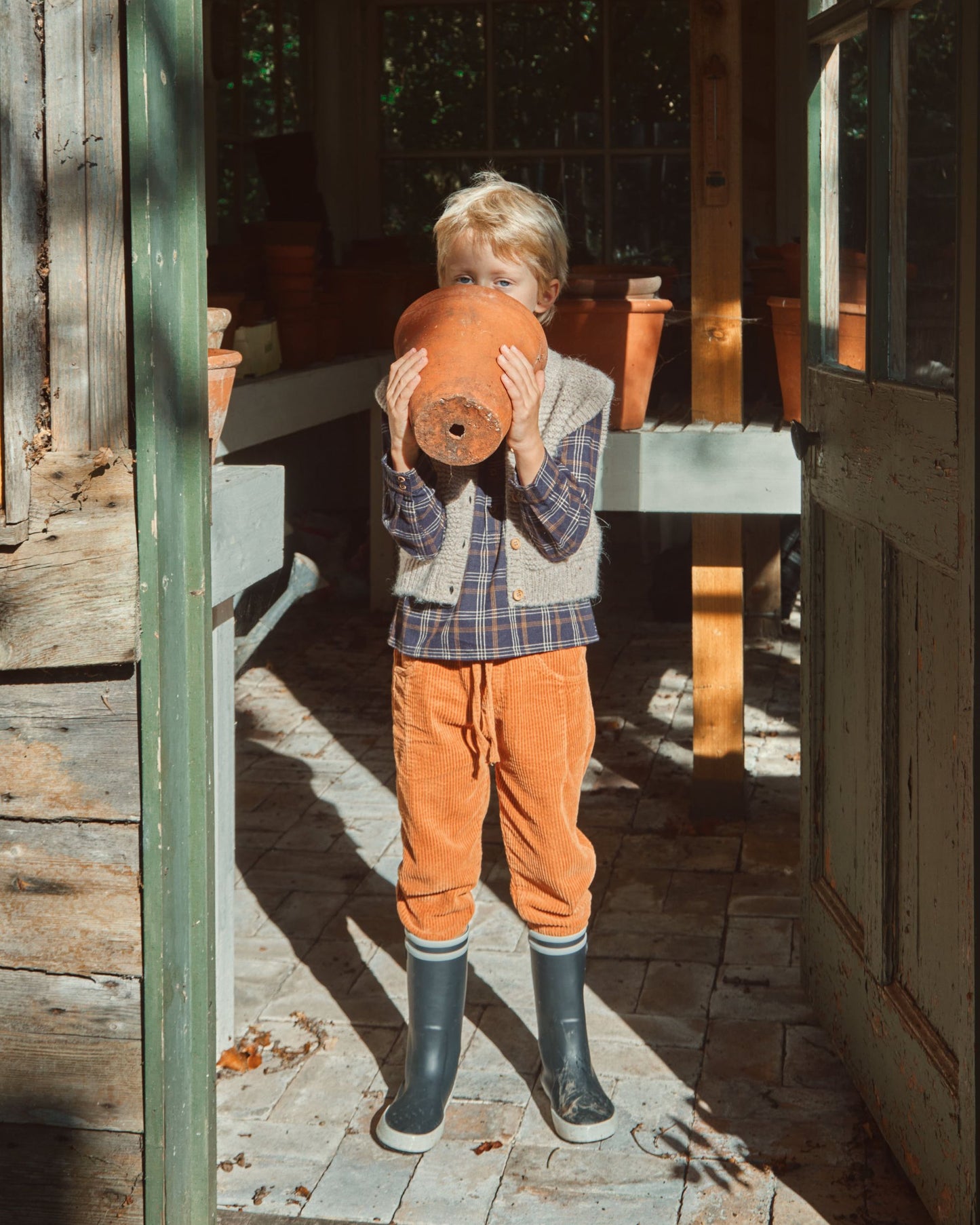 Pantalon velours orange brun