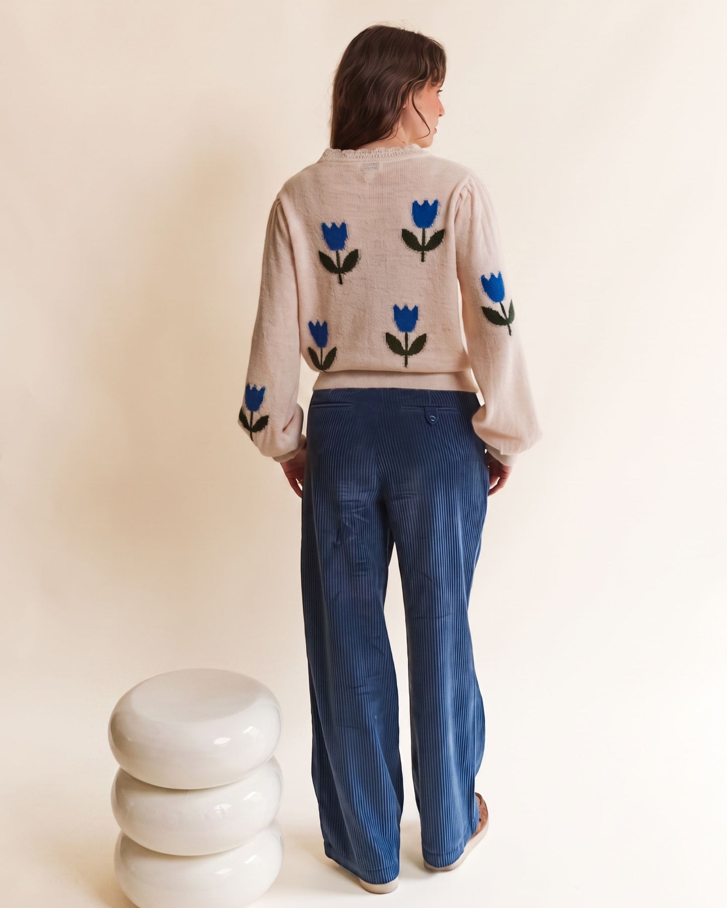 Pull femme - Tulipes écru