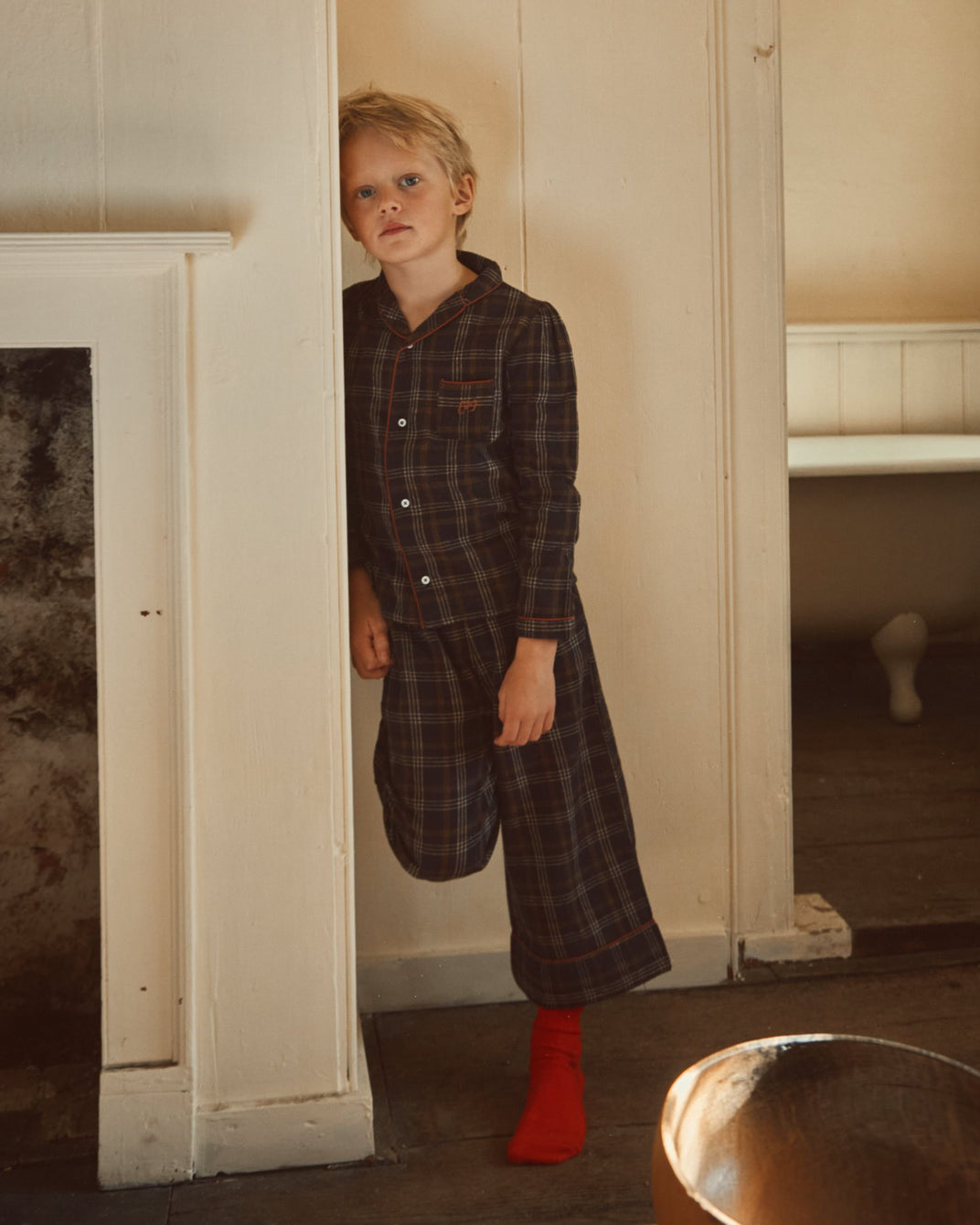 Pyjama enfant carreaux gavin bitume