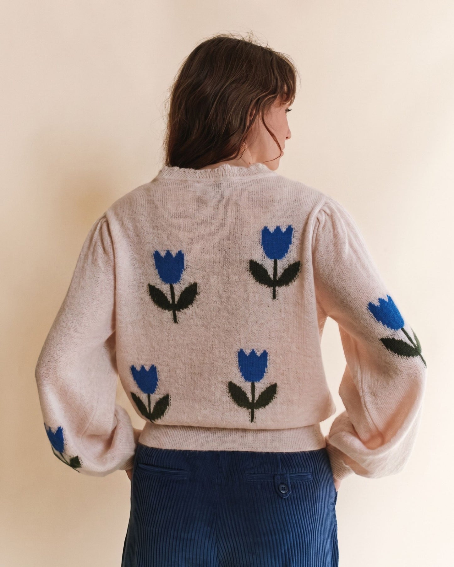 Pull femme - Tulipes écru