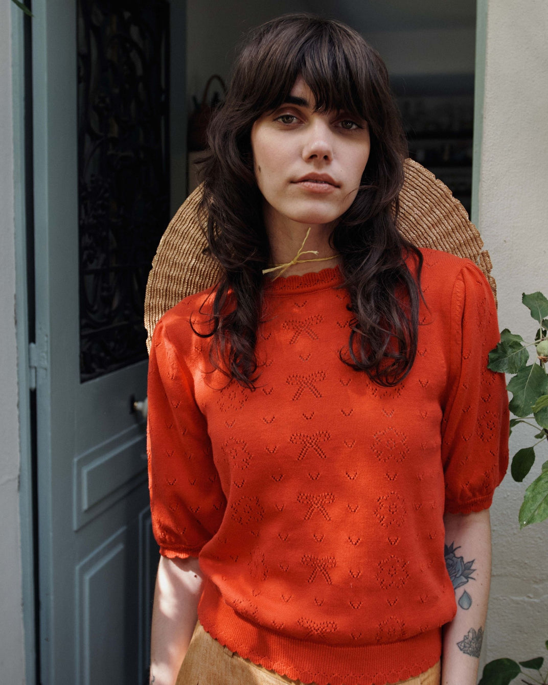 Pull - Ajouré noeud rouge