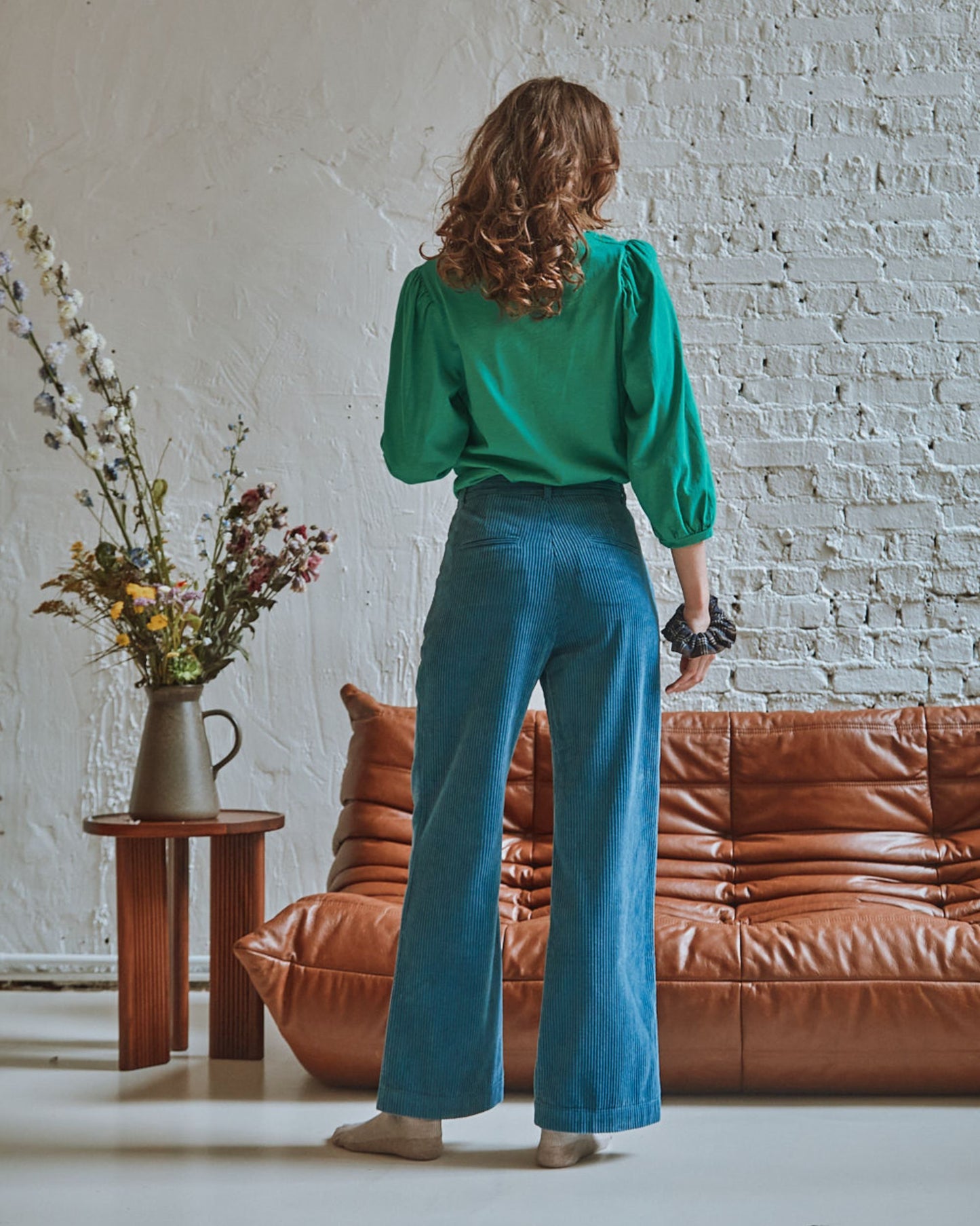 Organic cotton balloon sleeve t-shirt with menthol