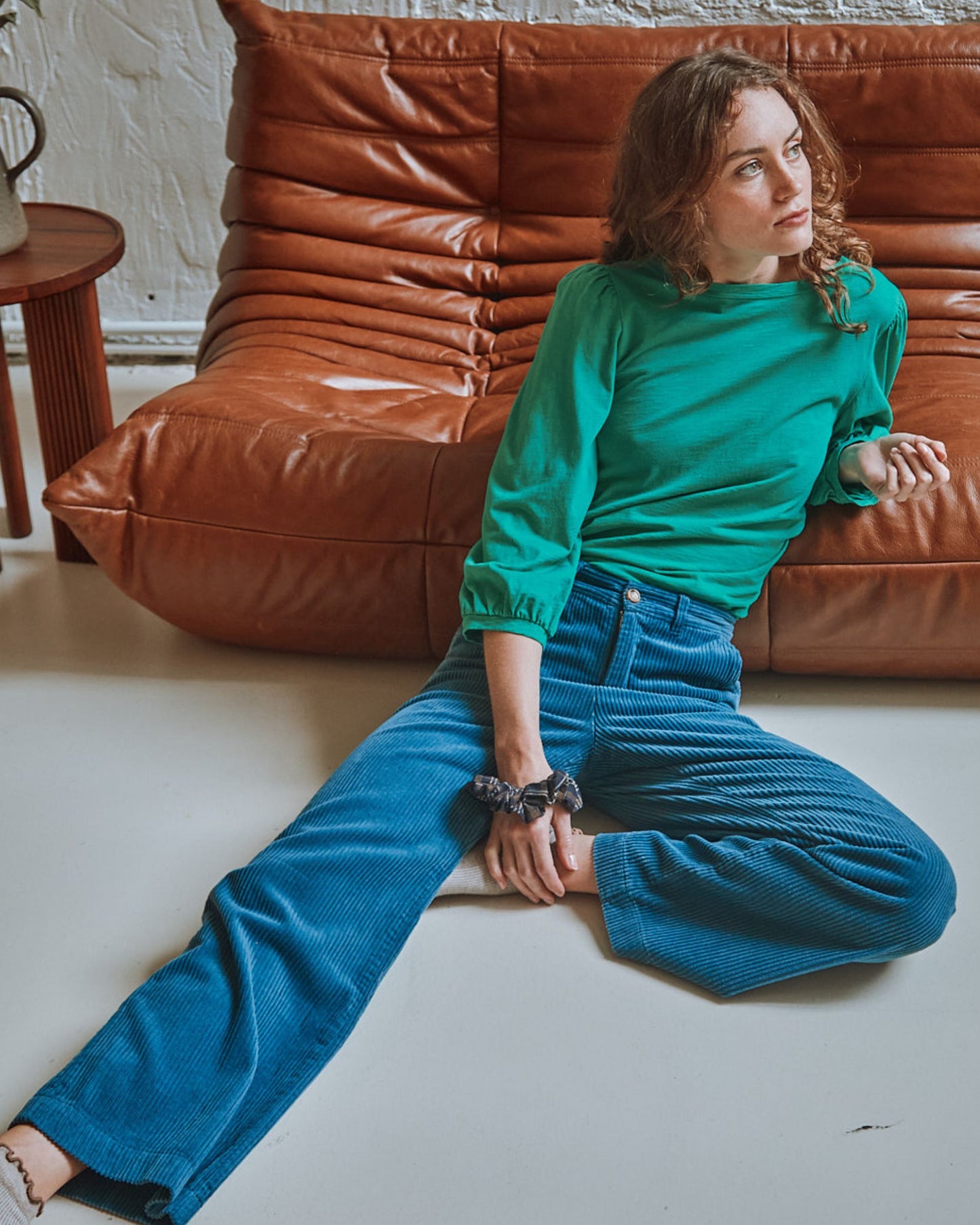 Organic cotton balloon sleeve t-shirt with menthol