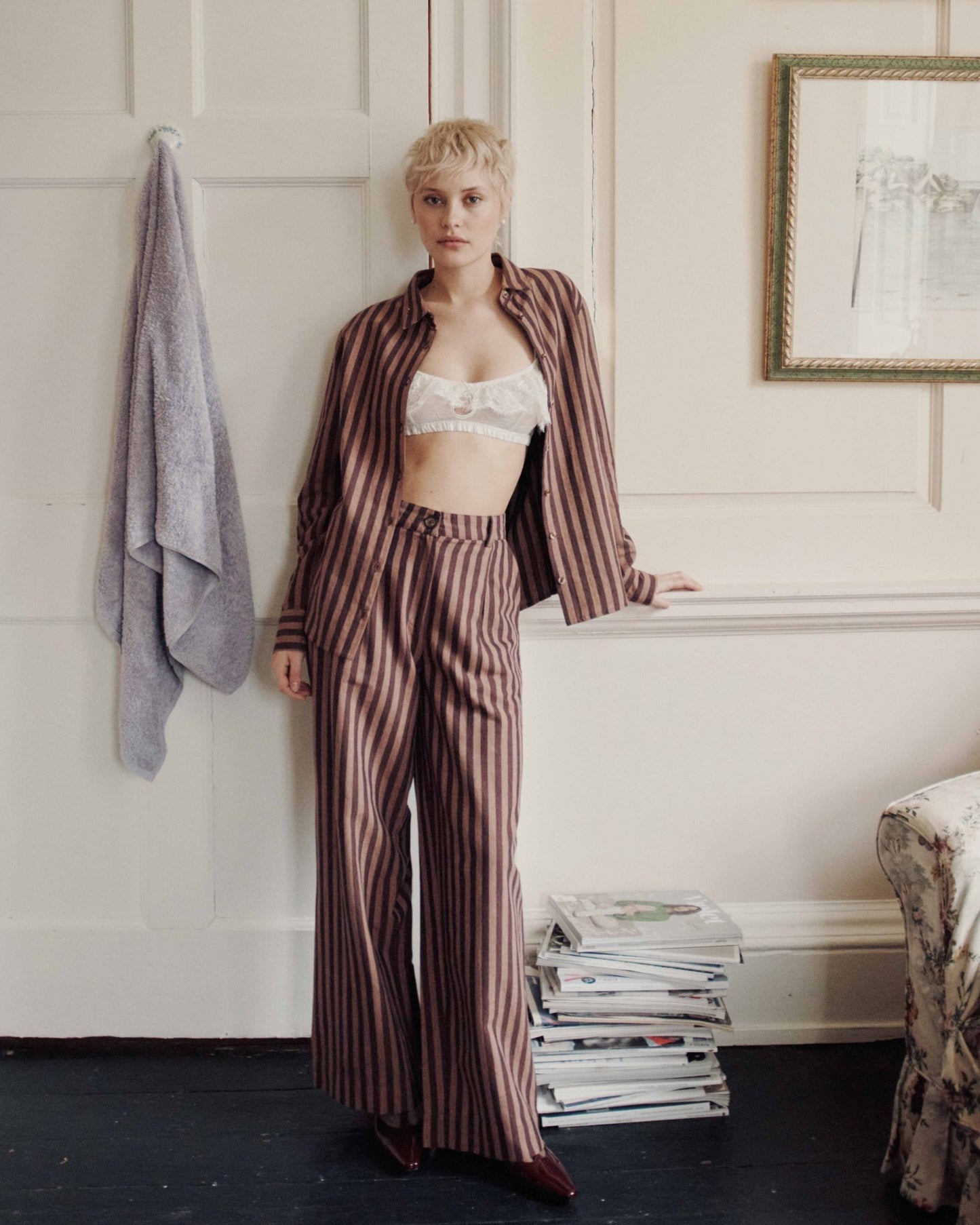 Pantalon - Khadi rayures violine
