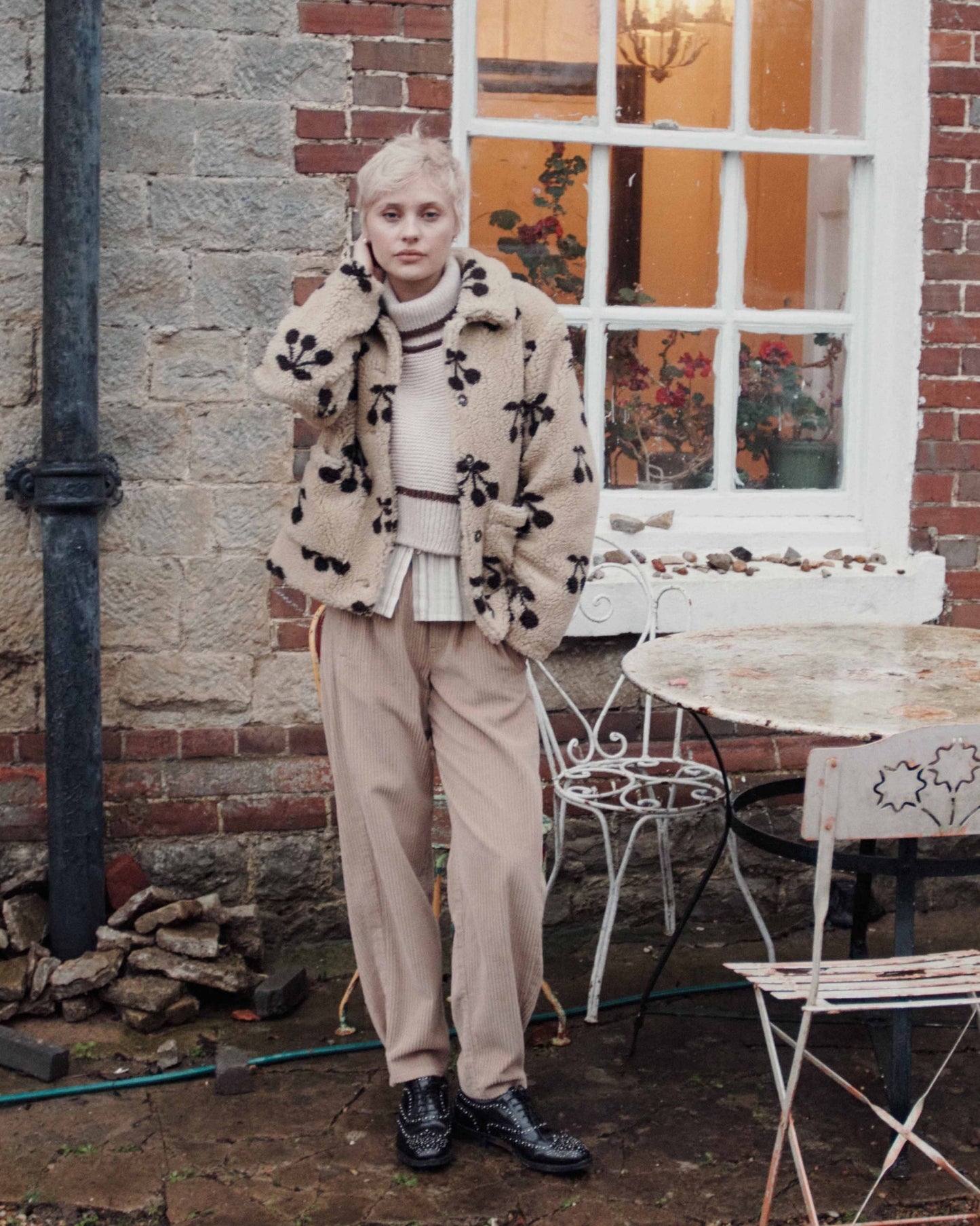 Veste moumoute - Cerise beige