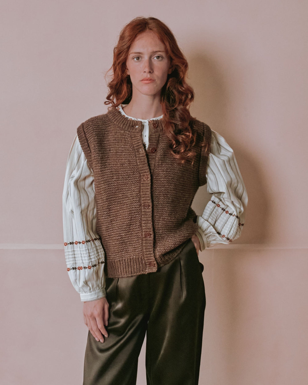 Cardigan sans manches - Marron