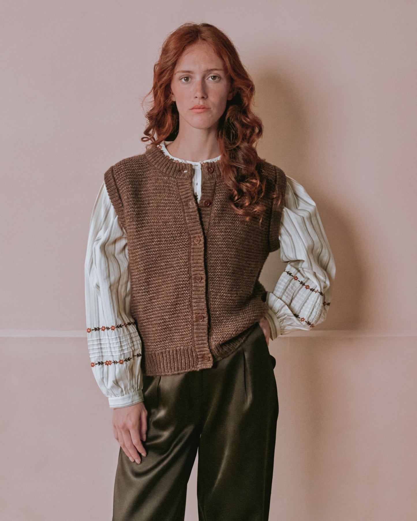 Cardigan sans manches - Marron