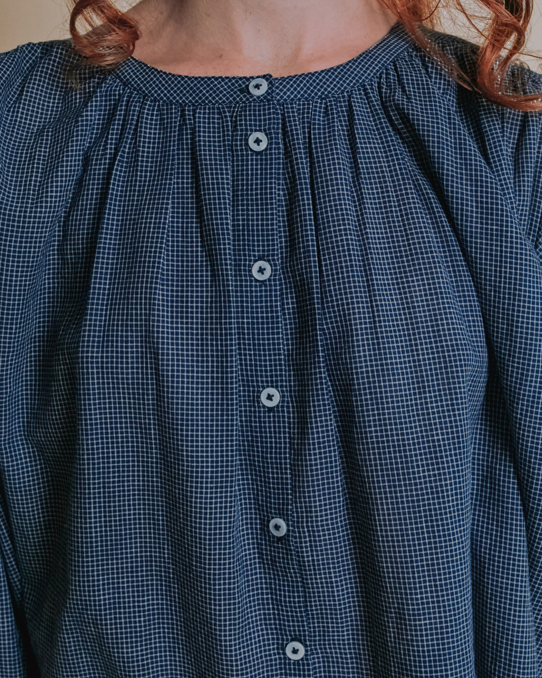 Blouse - Khadi carreaux marine