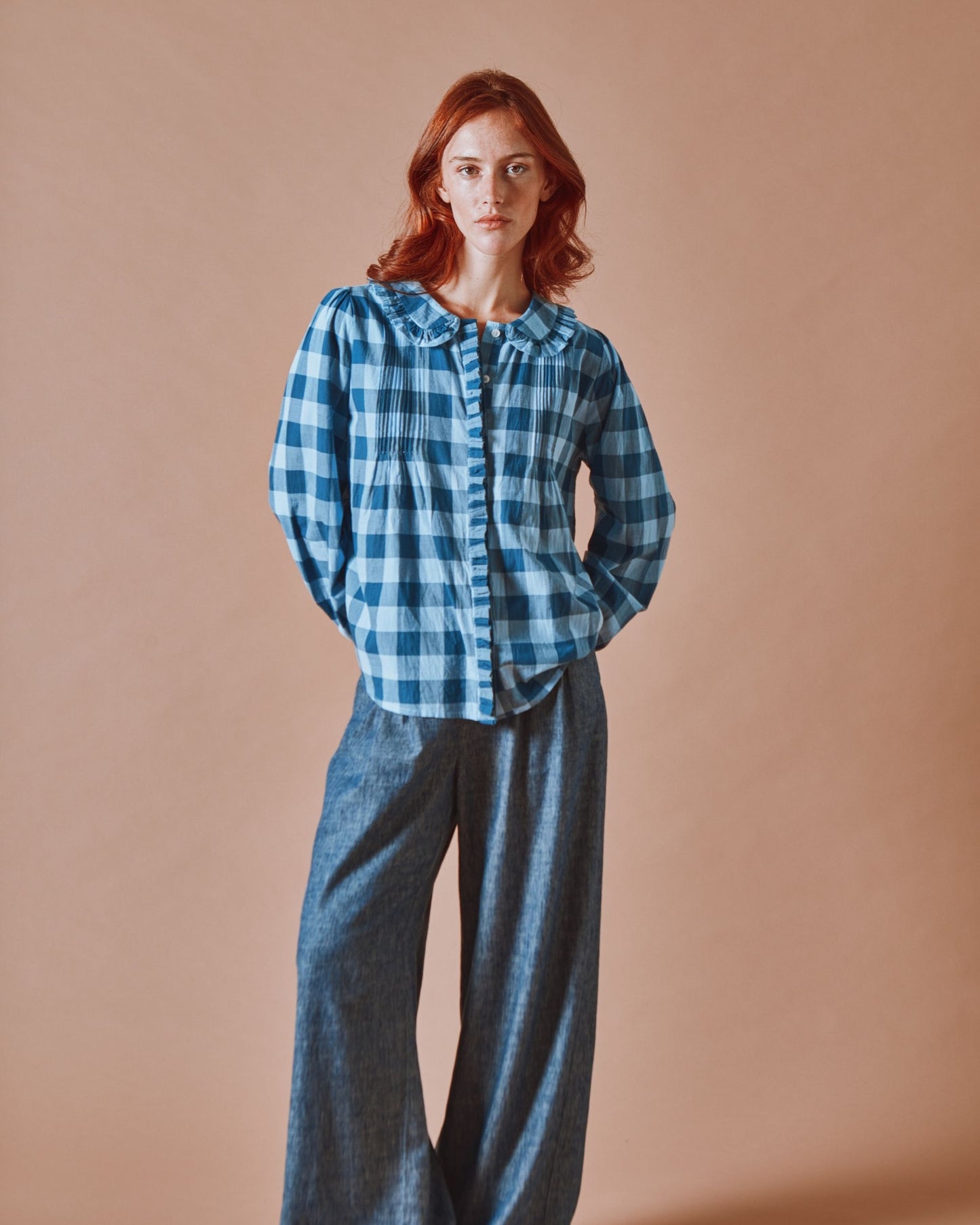 Blouse - Volanté vichy bleu