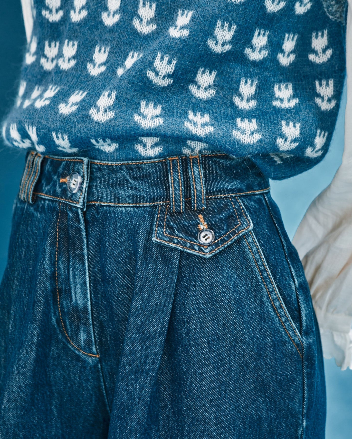 Pantalon 7/8 ème denim bleu