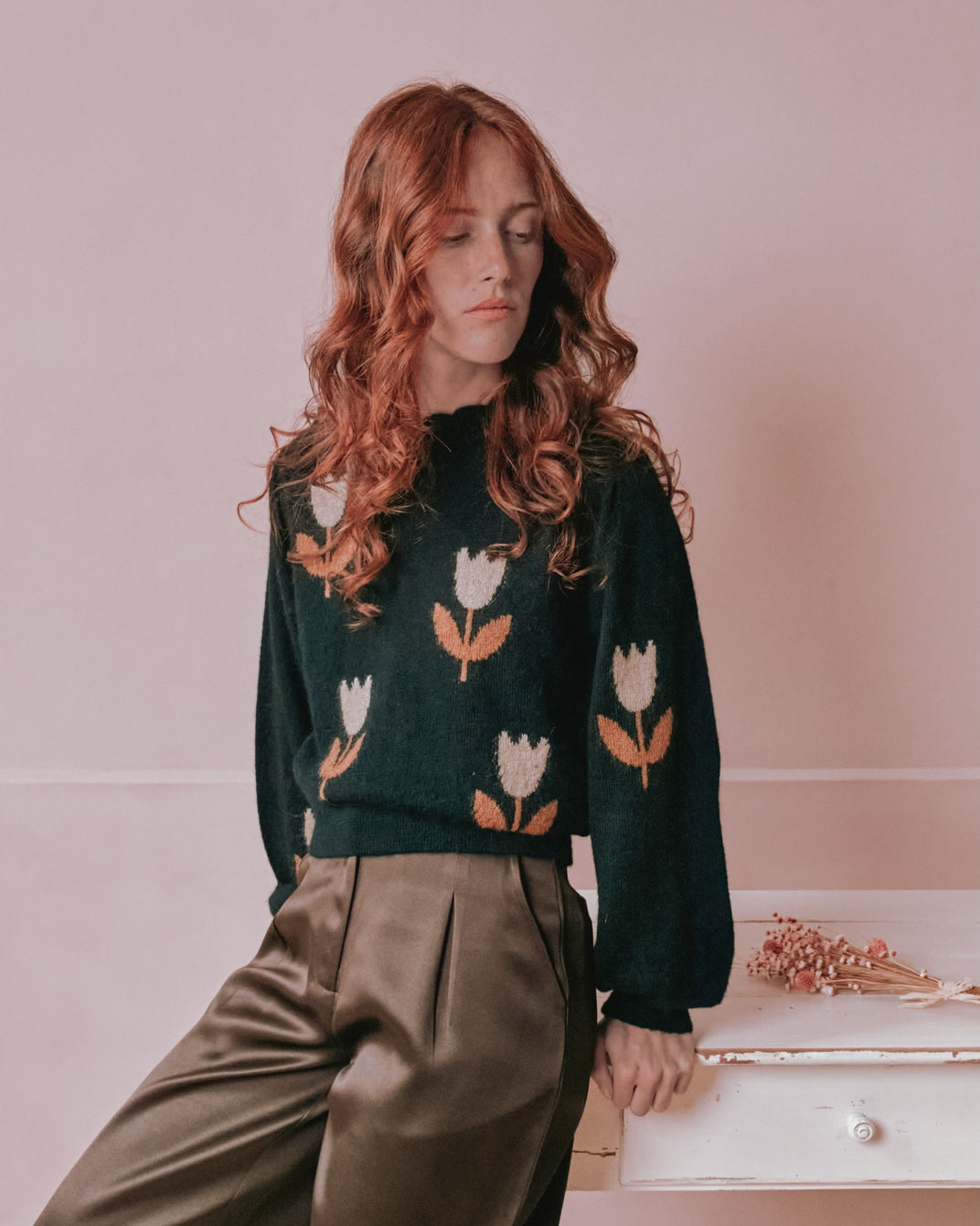 Pull femme - Tulipes noir