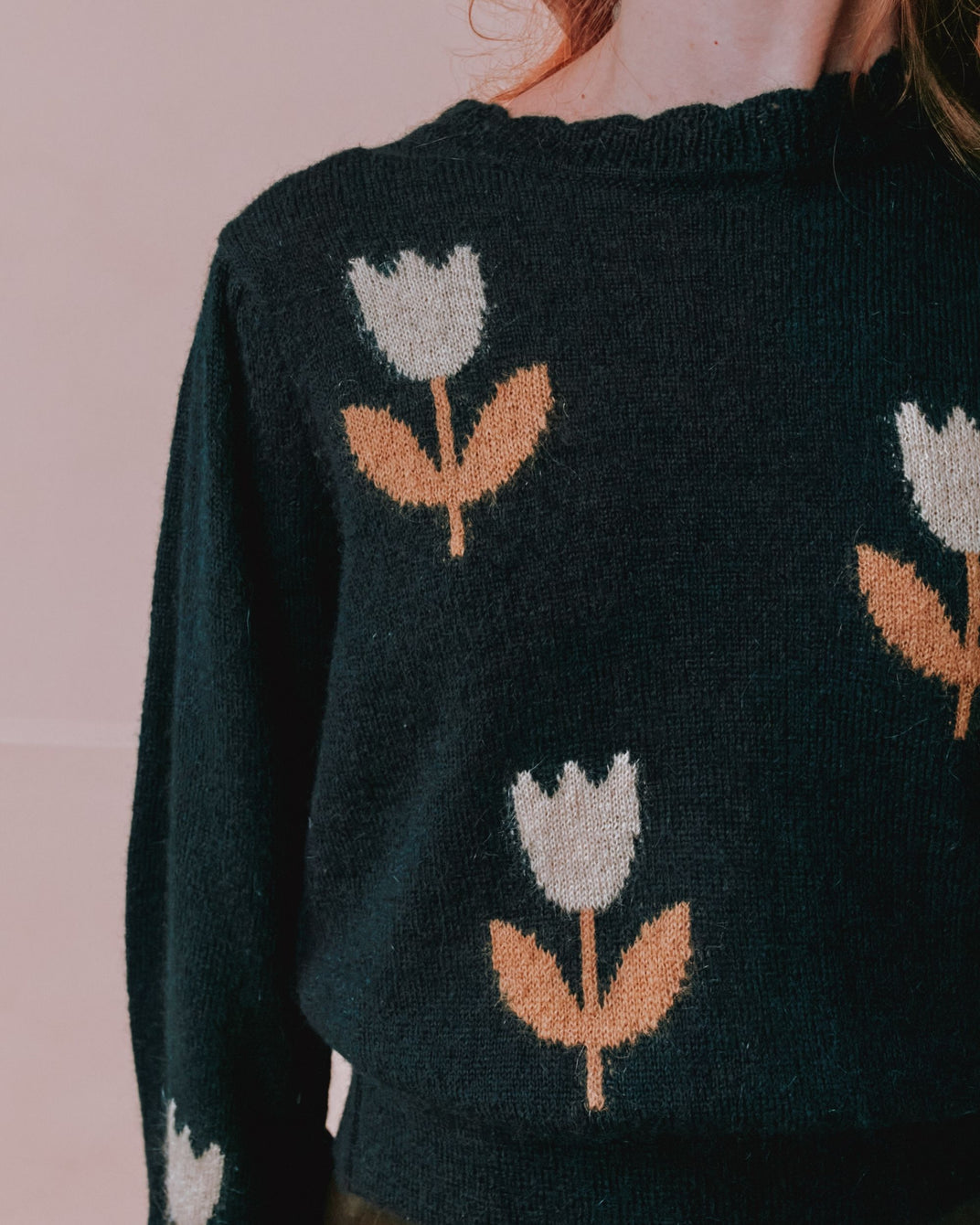 Pull femme - Tulipes noir