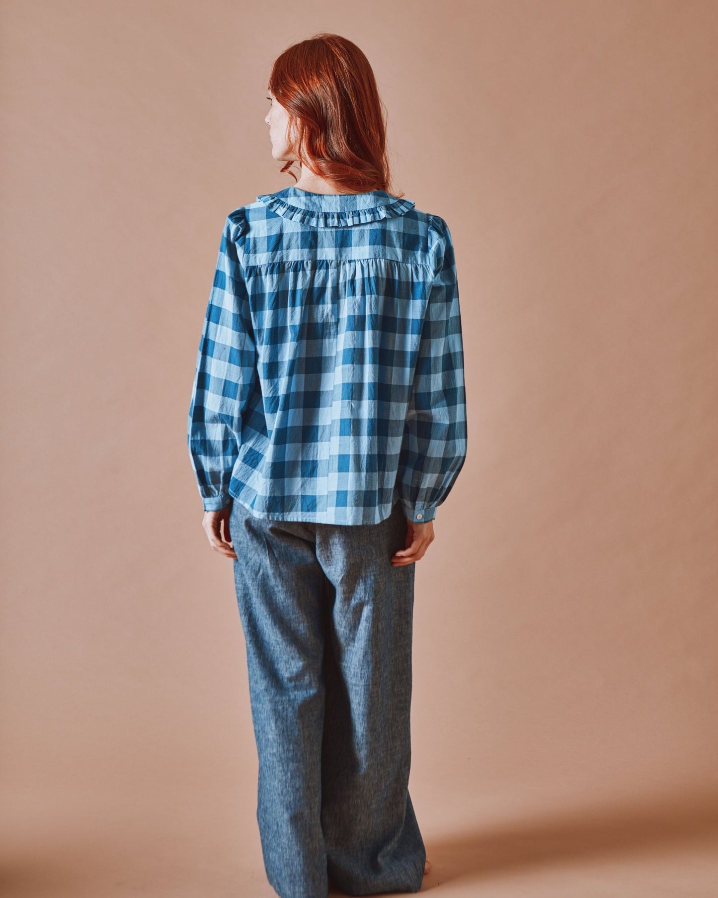 Blouse - Volanté vichy bleu