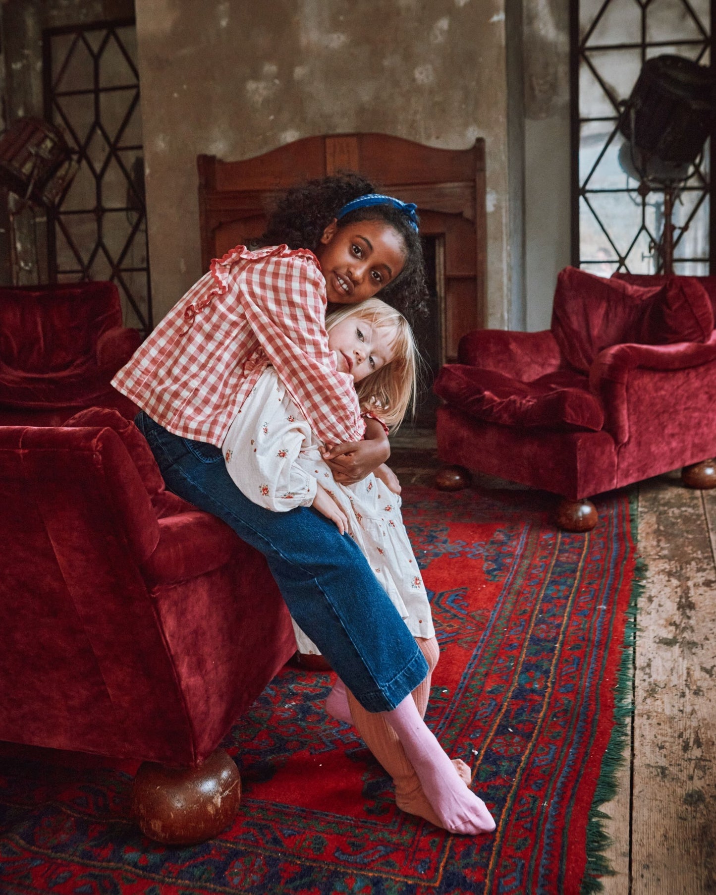 gingham ruffled gingham blouse