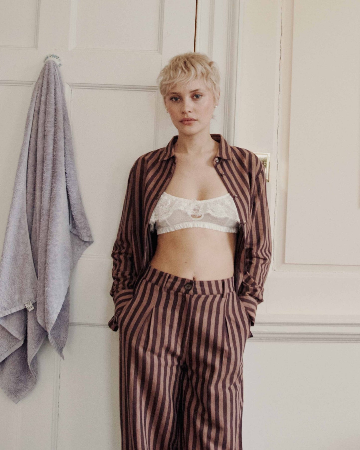 Chemise - Rayée khadi violine