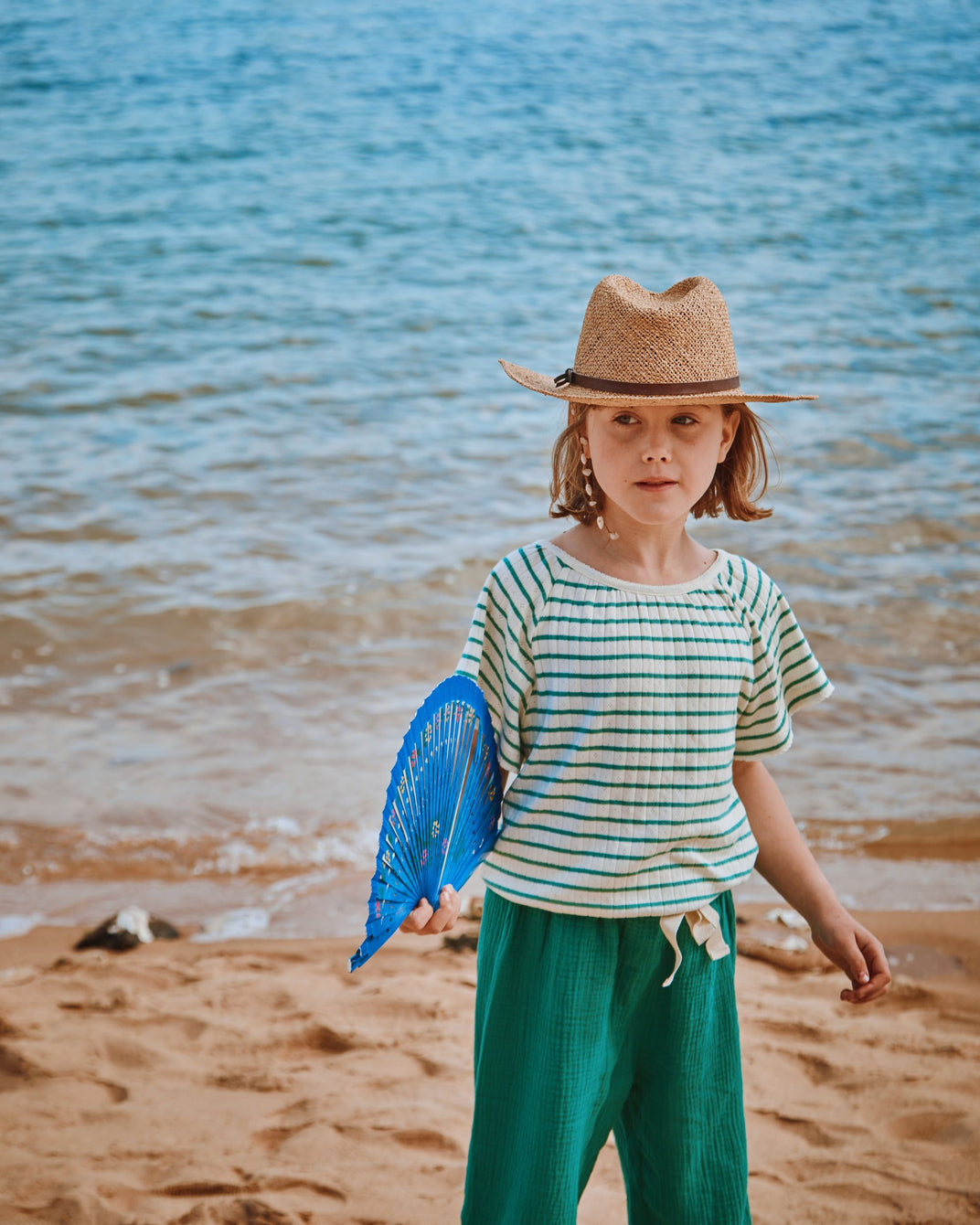 Top fille modal rayures haricot