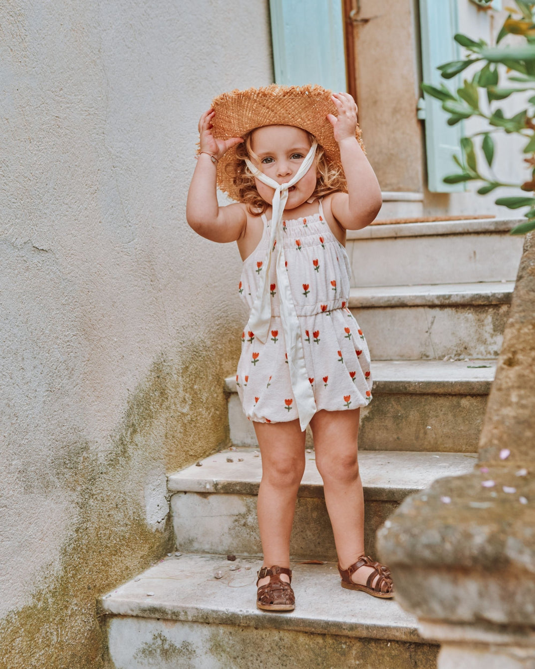 Cream tulip terry playsuit
