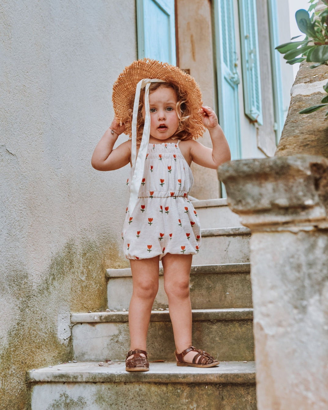 Cream tulip terry playsuit