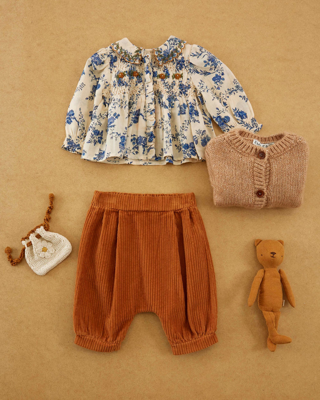 pecan velvet baby harem pants